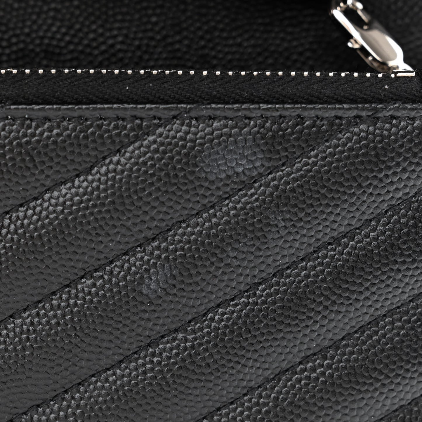 Grain De Poudre Matelasse Chevron Monogram Envelope Chain Wallet Black