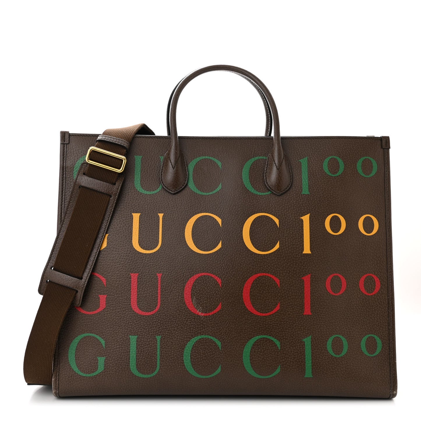 Textured Dollar Calfskin Gucci 100 Medium Tote Bag New Acero Multicolor