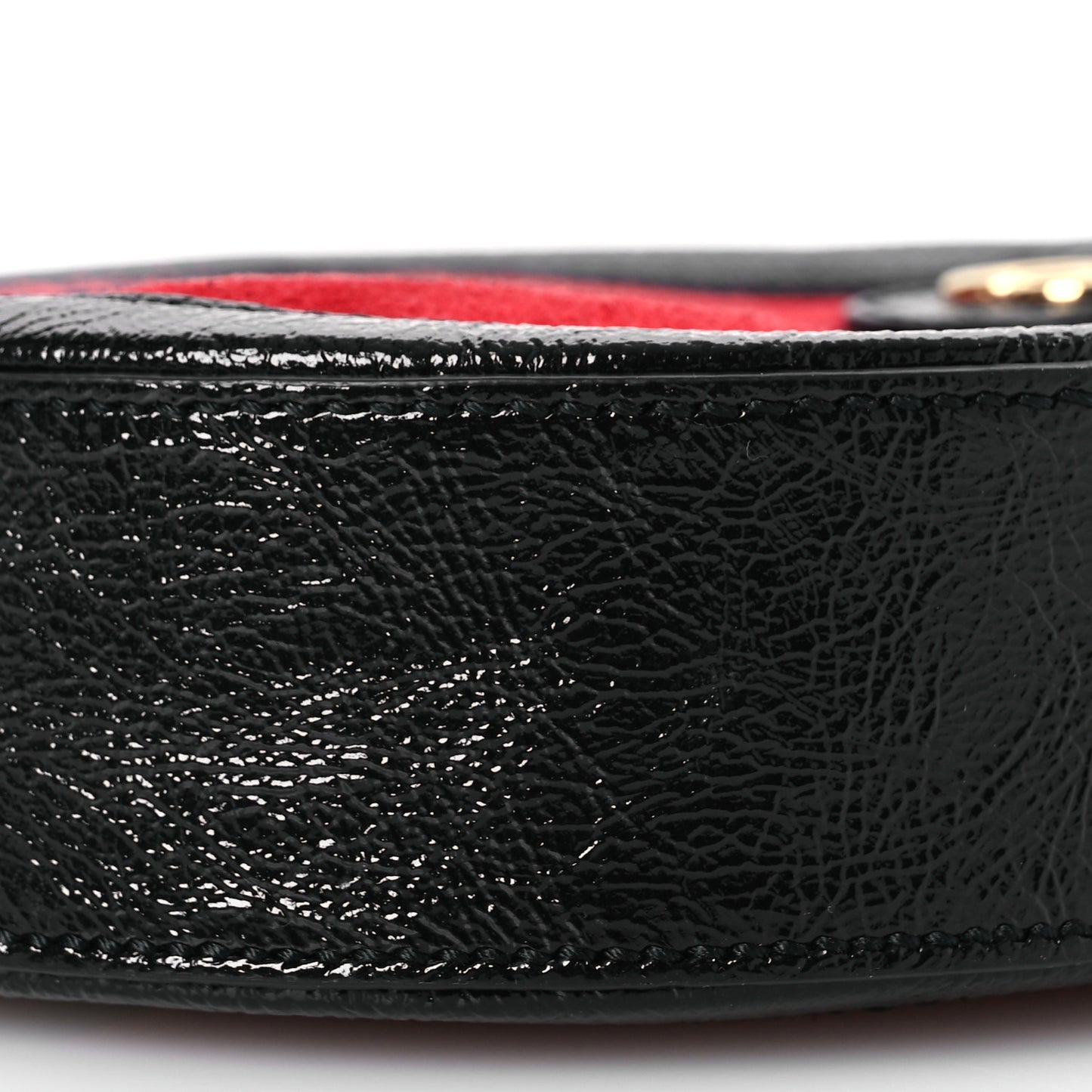 Suede Patent Web Mini Ophidia Round Shoulder Bag Hibiscus Red Black