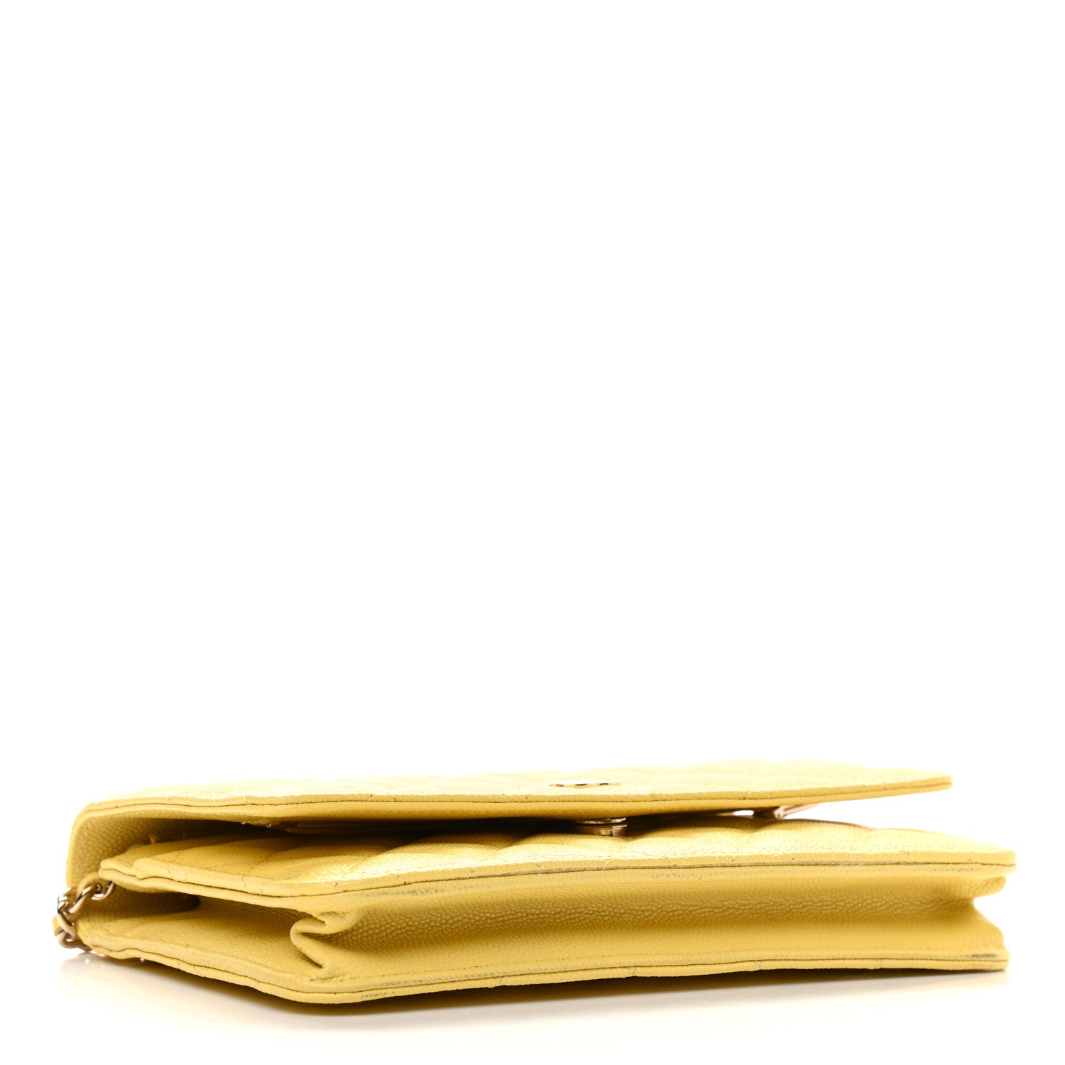 Chanel Caviar Quilted Wallet on Chain WOC Yellow 4 of 11