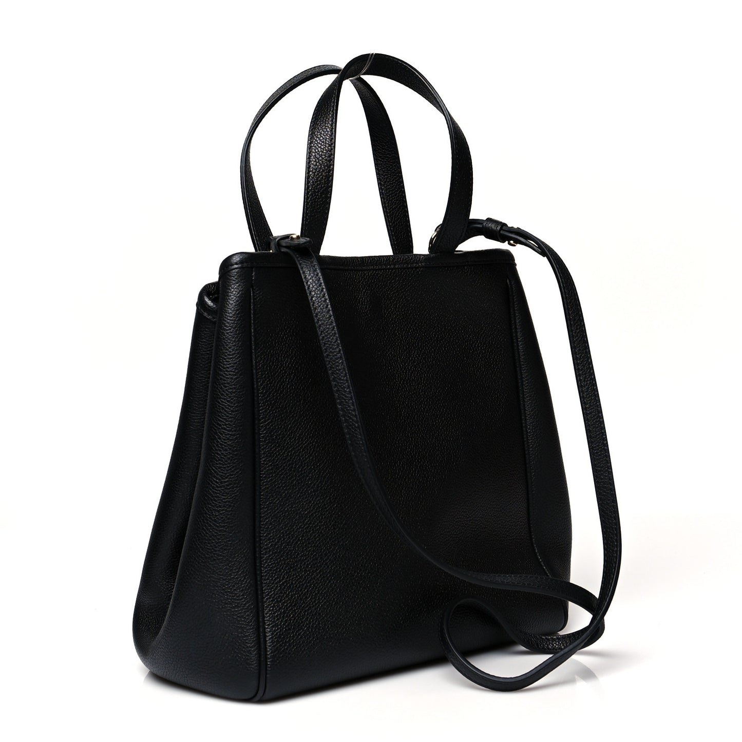Grained Calfskin Small Folded Cabas Black