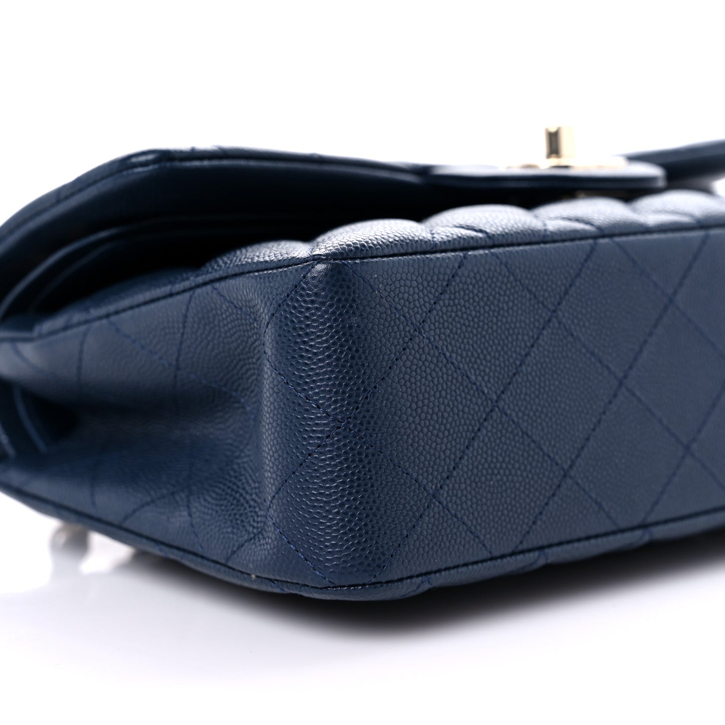 Caviar Quilted Small Double Flap Navy