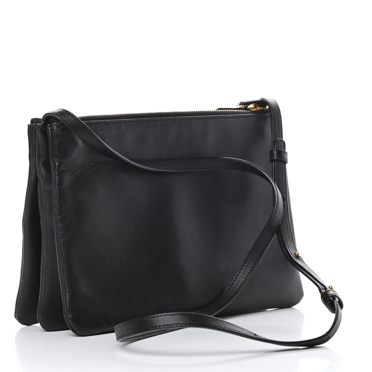 Goatskin Large Trio Crossbody Bag Black