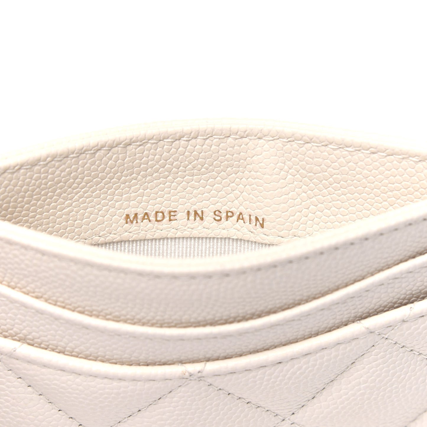 Caviar Quilted Card Holder White