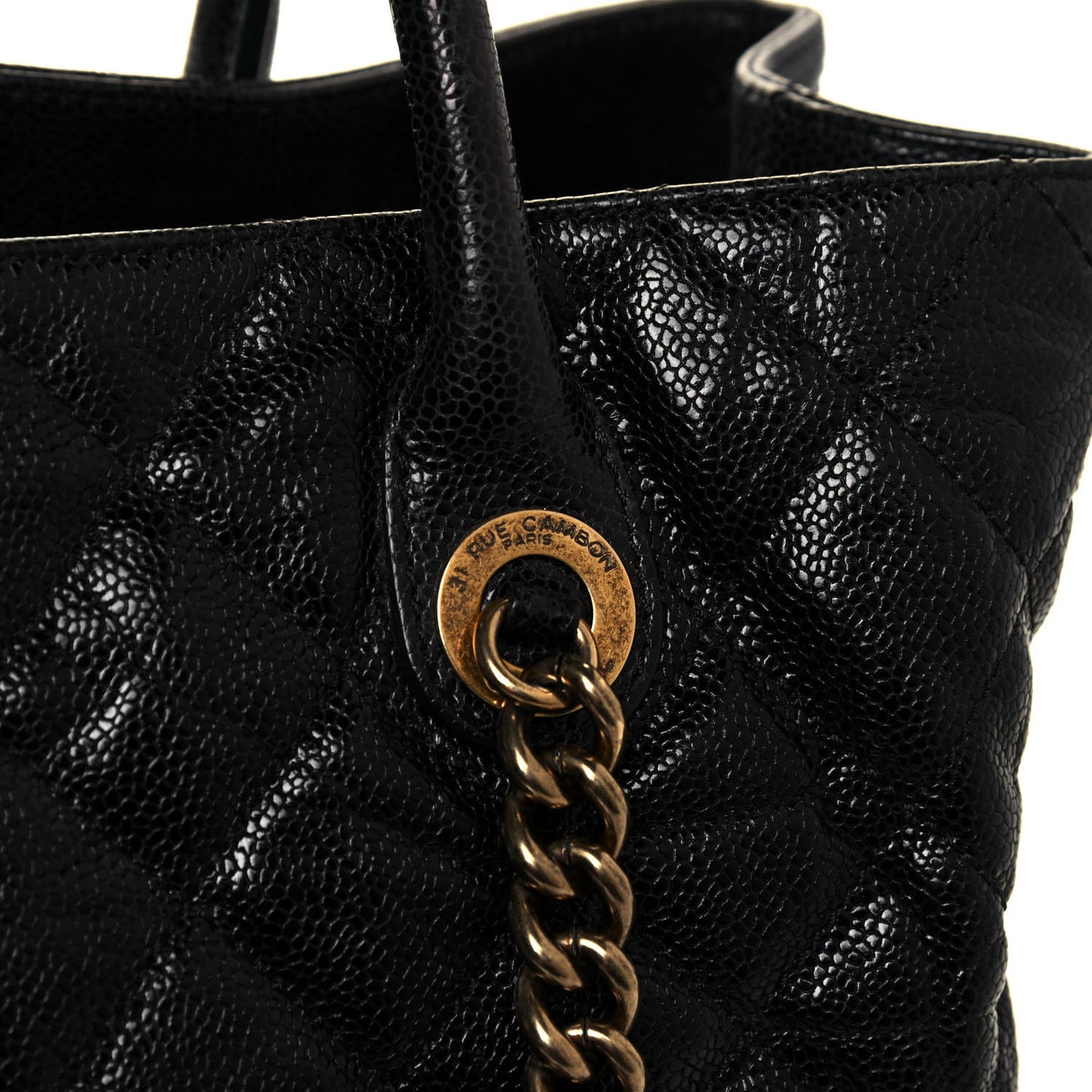 Glazed Caviar Quilted Small Shiva Tote Black