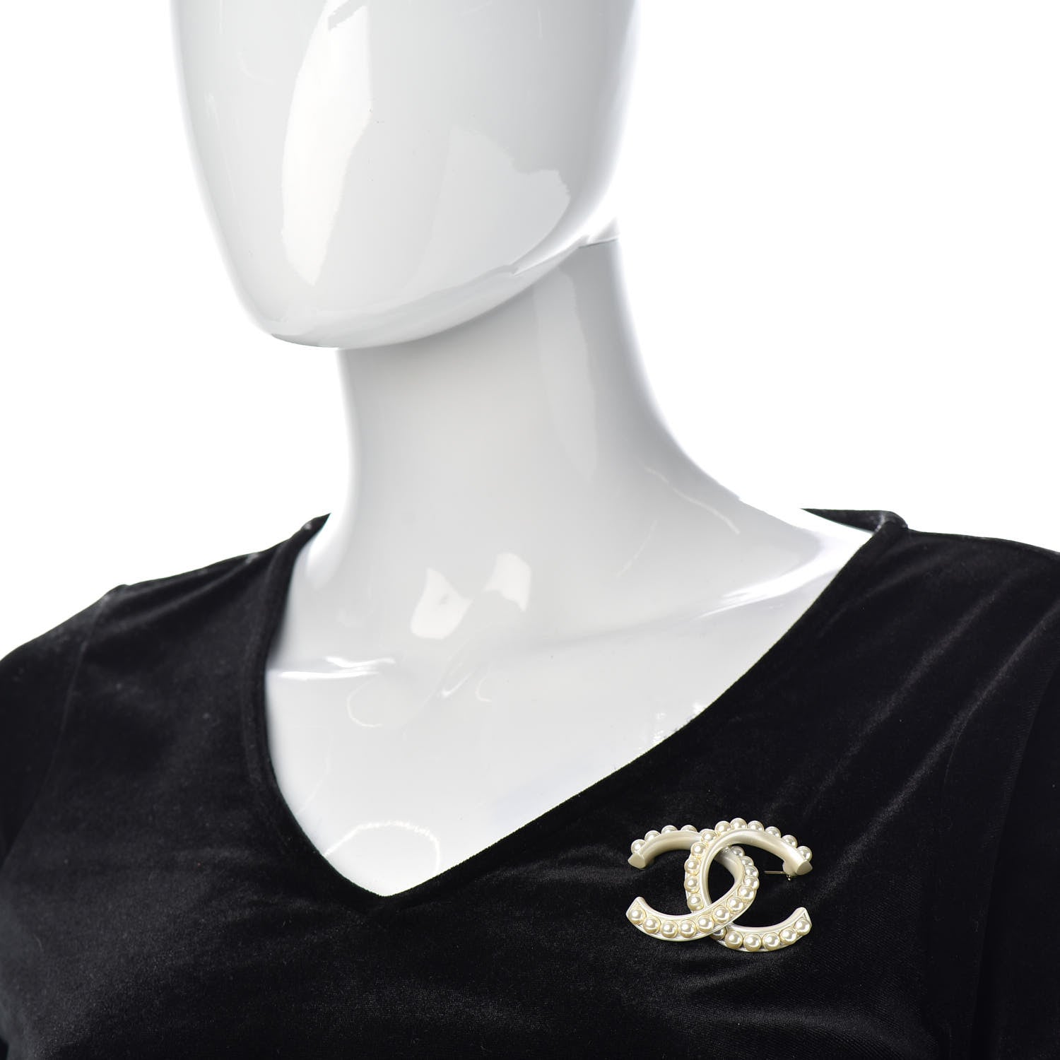 Chanel Pearl CC Brooch Golden Pearly White 2 of 4