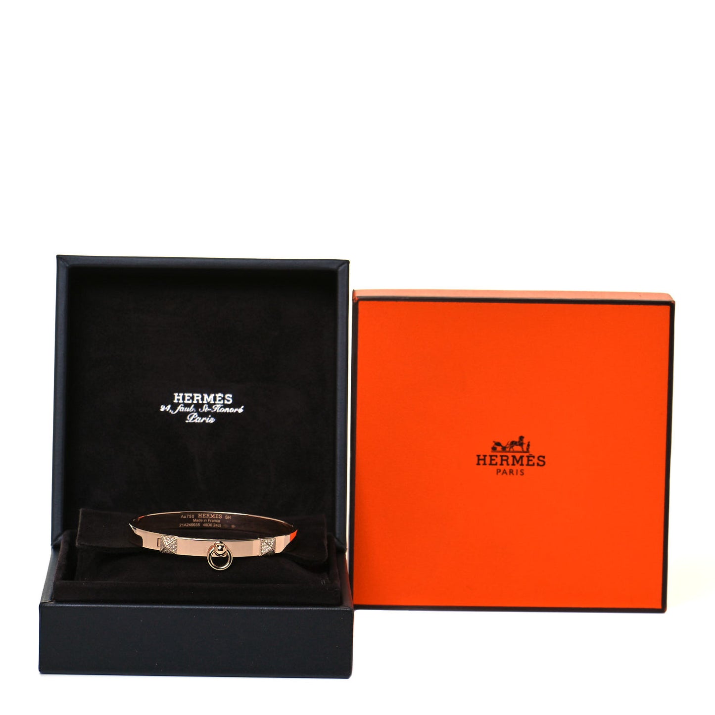 18K Rose Gold Diamond PM Collier De Chien Bracelet SH