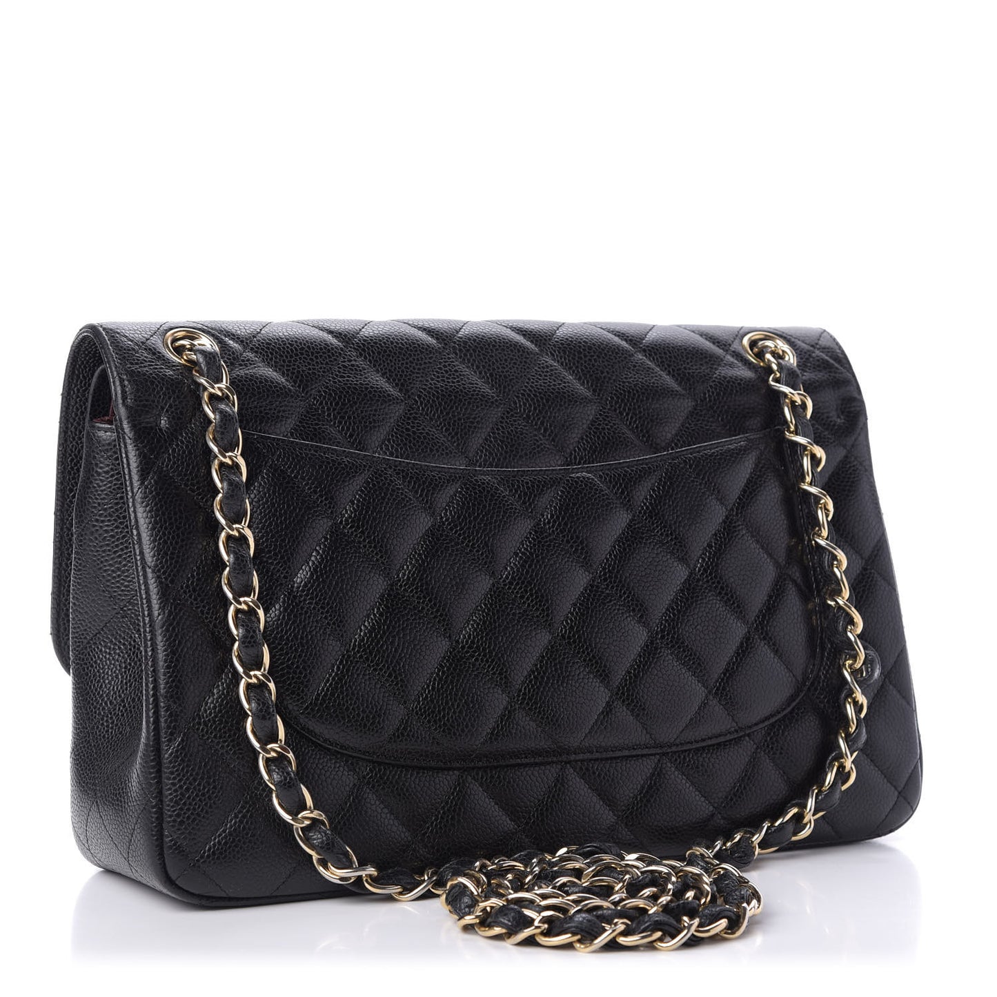 Caviar Quilted Jumbo Double Flap Black