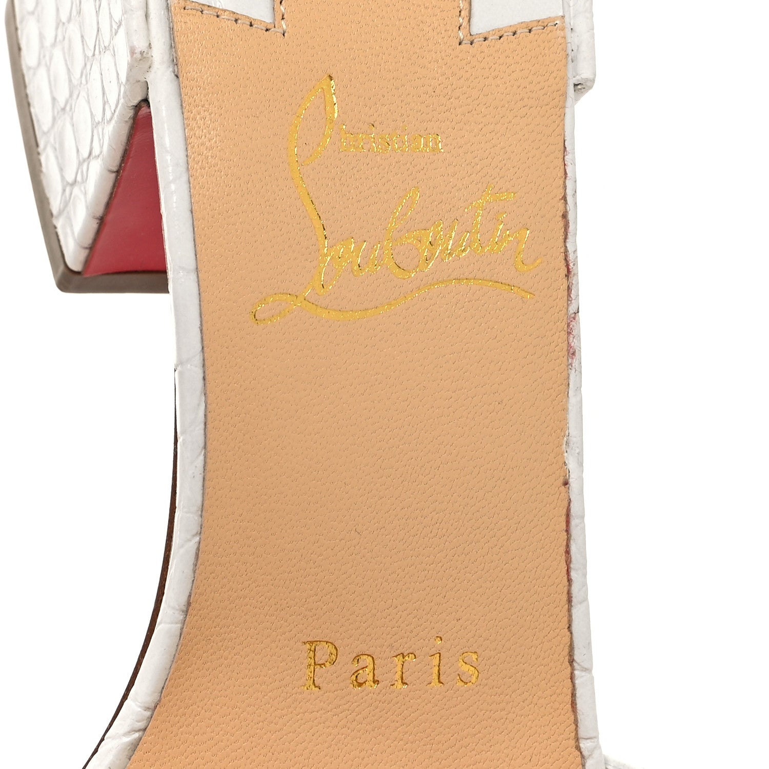 Christian Louboutin Calfskin Crocodile Embossed Lock Art 55 Sandals 35 Bianco 7 of 8