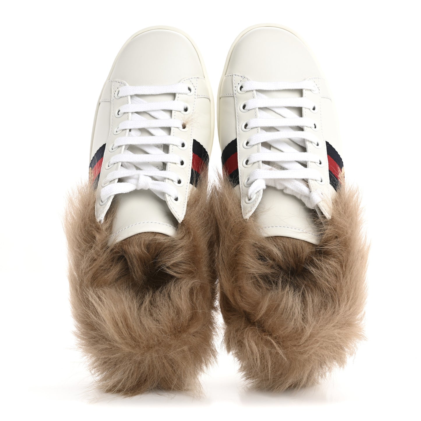 Calfskin Wool Web Bee Embroidered Womens Ace Sneakers 36 White