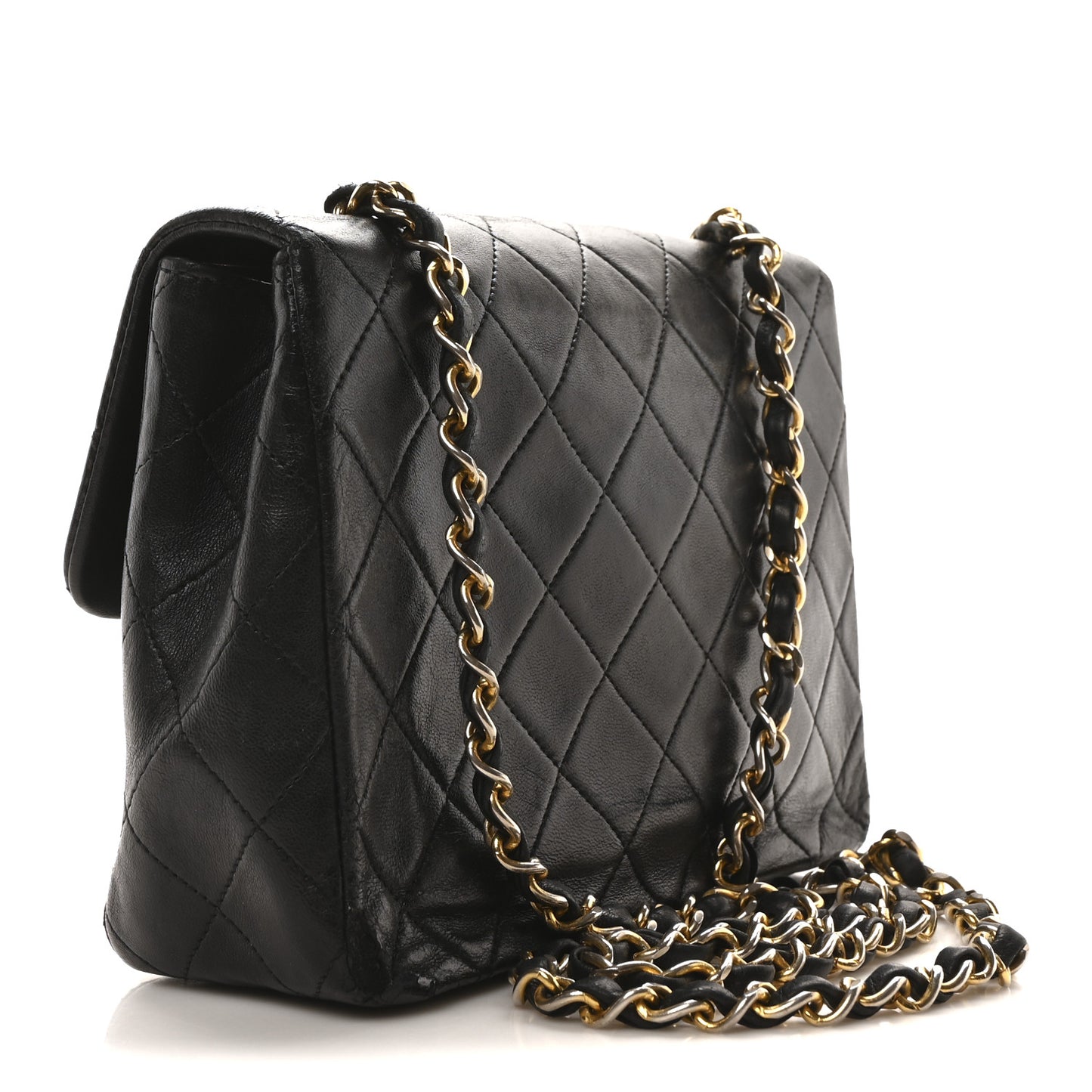 Lambskin Quilted Mini Square Flap Black