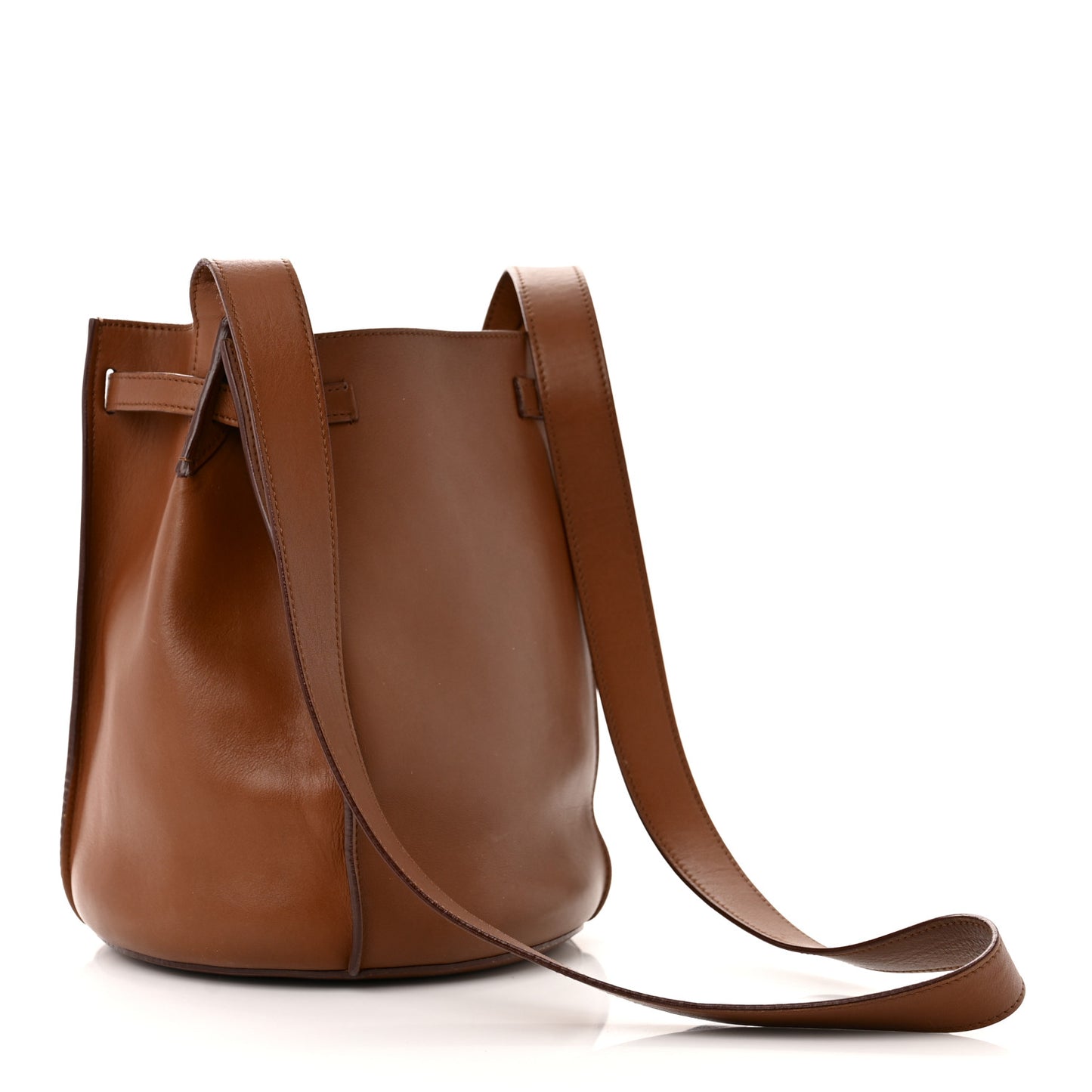 Smooth Calfskin Long Strap Big Bucket Bag Tan