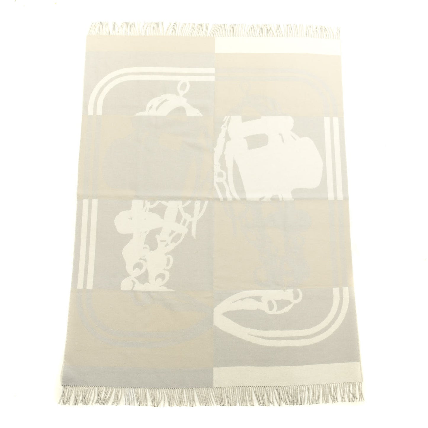 Cashmere Wool Brides De Gala Plaid Blanket Gris Perle