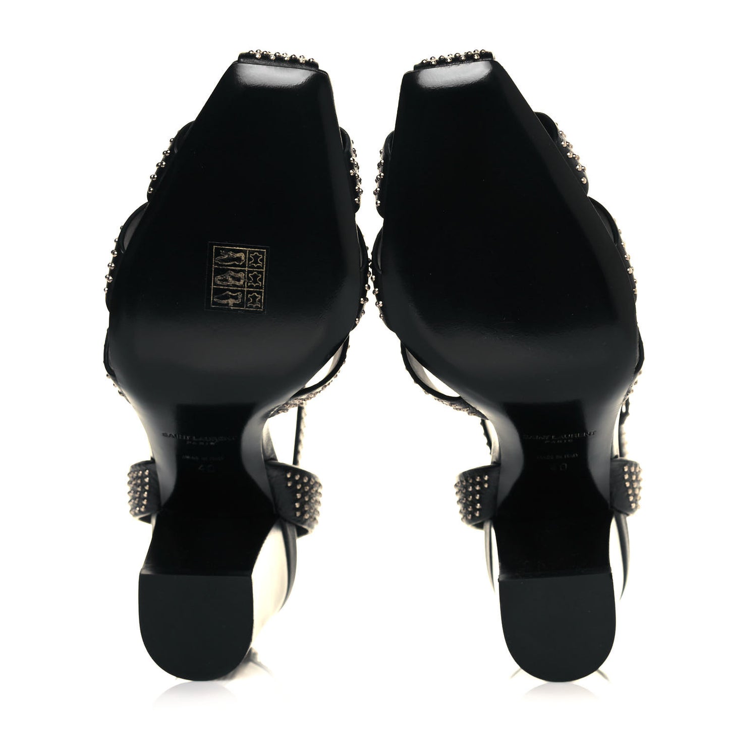 Calfskin Studded Oak 75 Sandals 40 Black