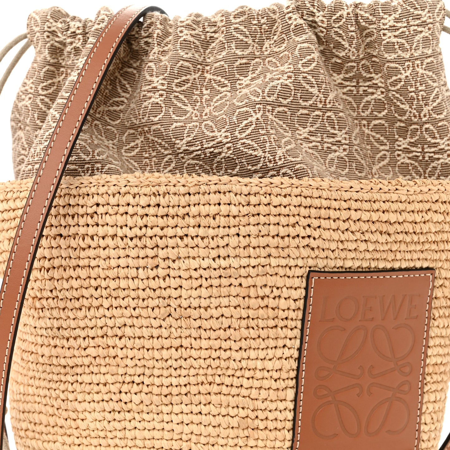 Calfskin Raffia Anagram Paulas Ibiza Pochette Bag Natural Tan