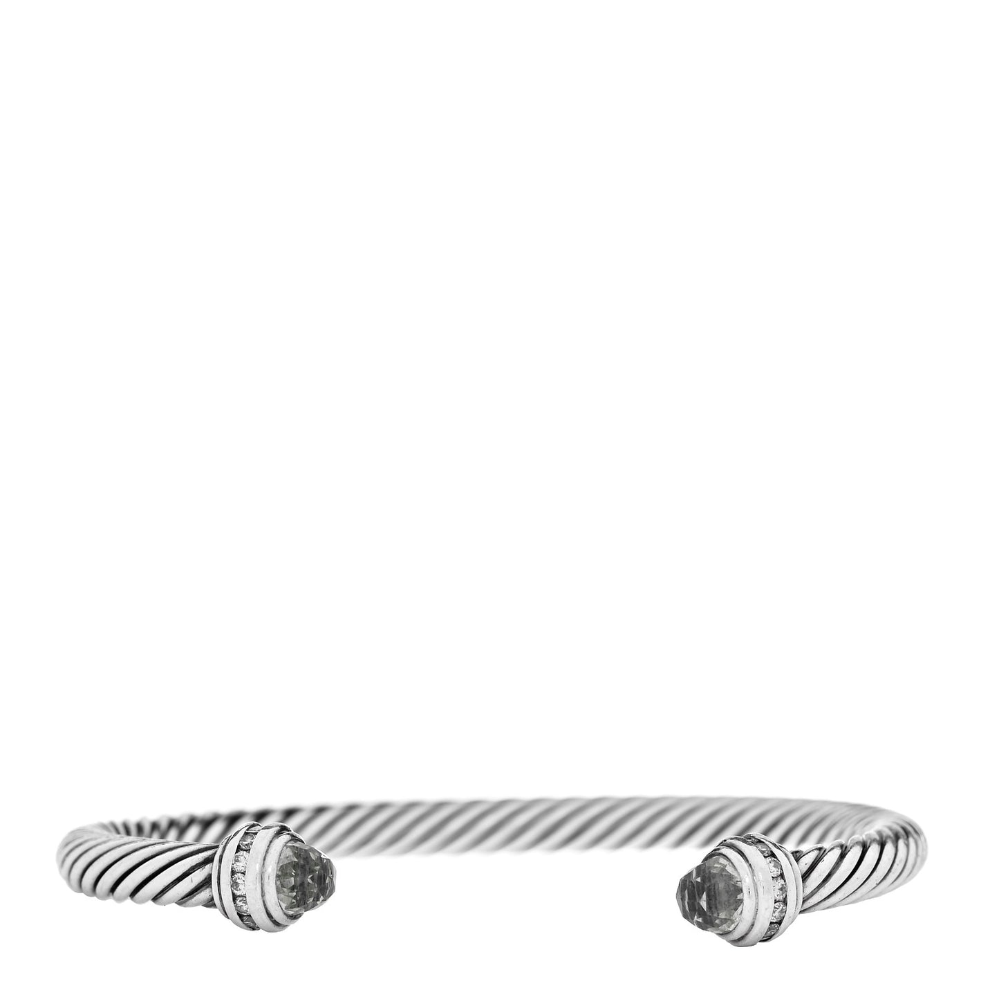 Sterling Silver Diamond Prasiolite 5mm Cable Classics Bracelet