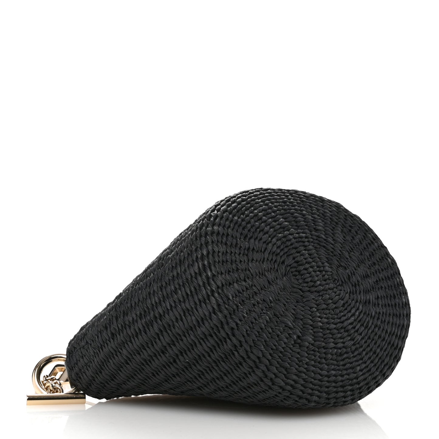 X MIFUKO Raffia Calfskin Mini Chain Basket Black