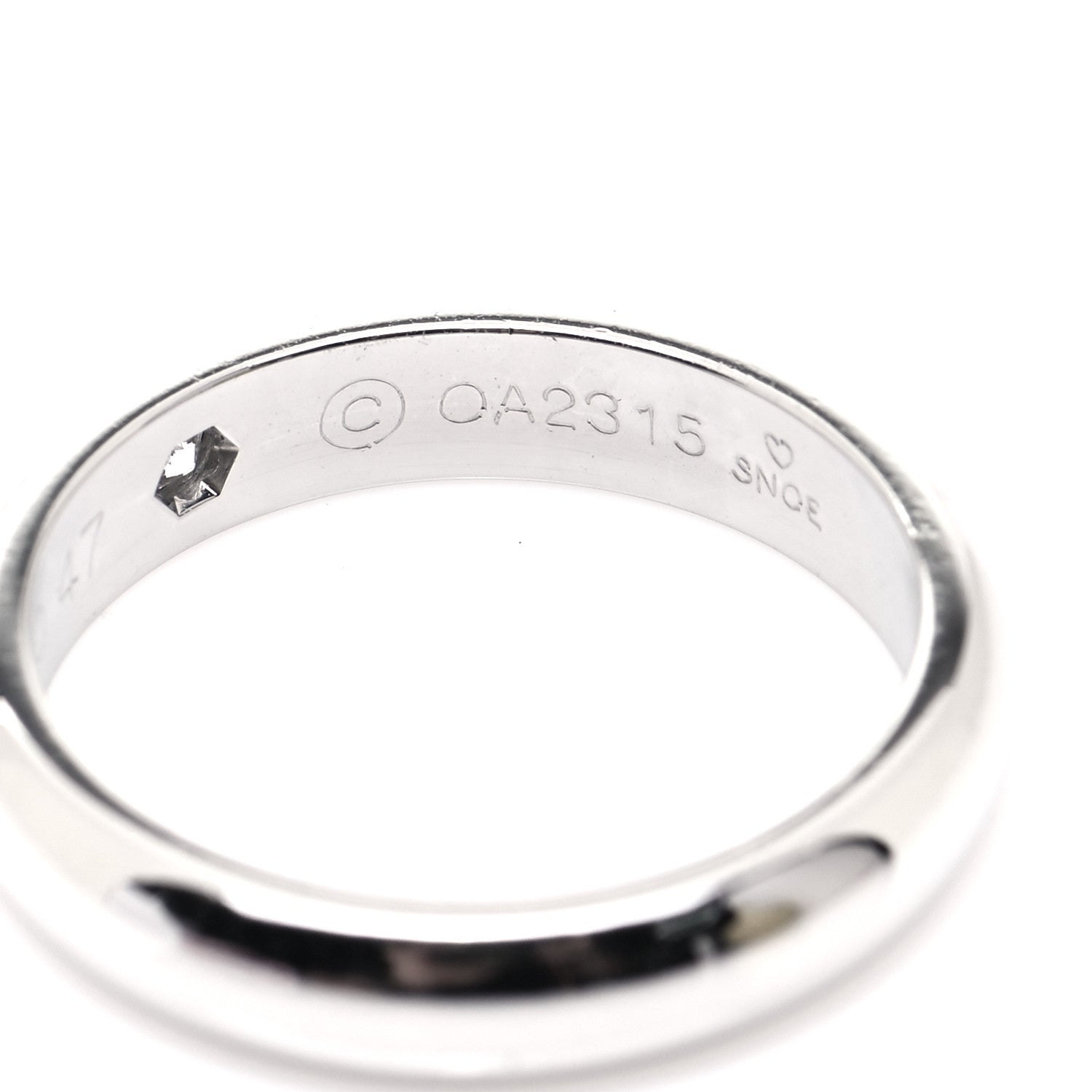 Cartier Platinum Diamond 3.5mm 1895 Wedding Band Ring 47 4 5 of 5