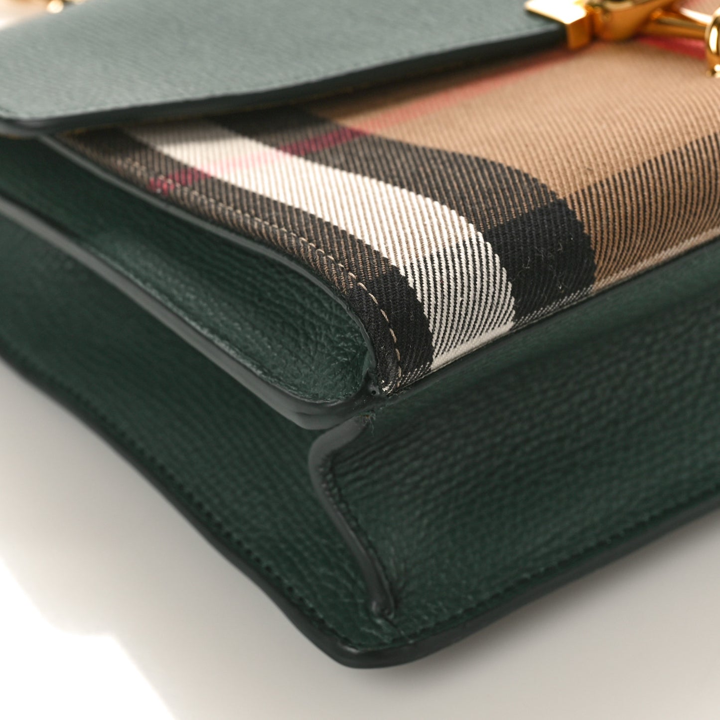 Derby Calfskin House Check Small Macken Crossbody Bag Dark Bottle Green