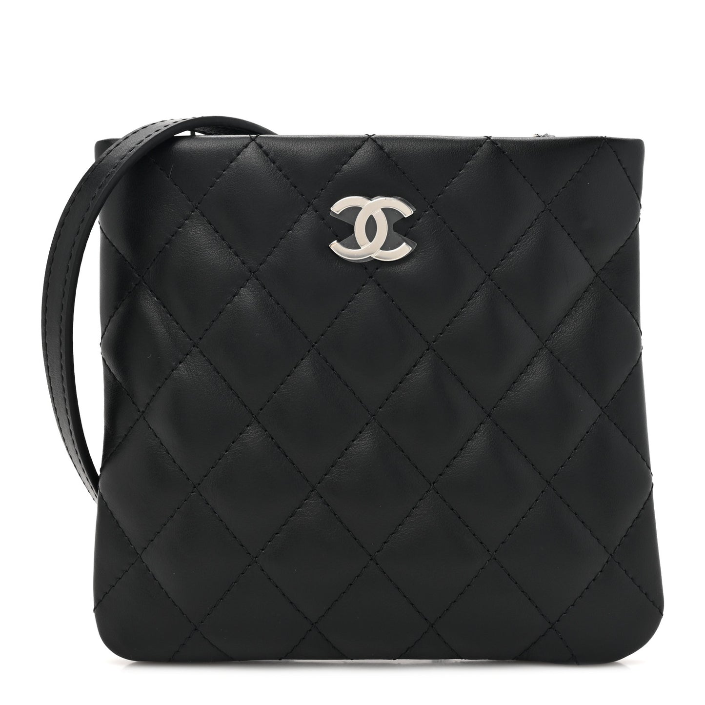 Lambskin Quilted Crossbody Bag Black