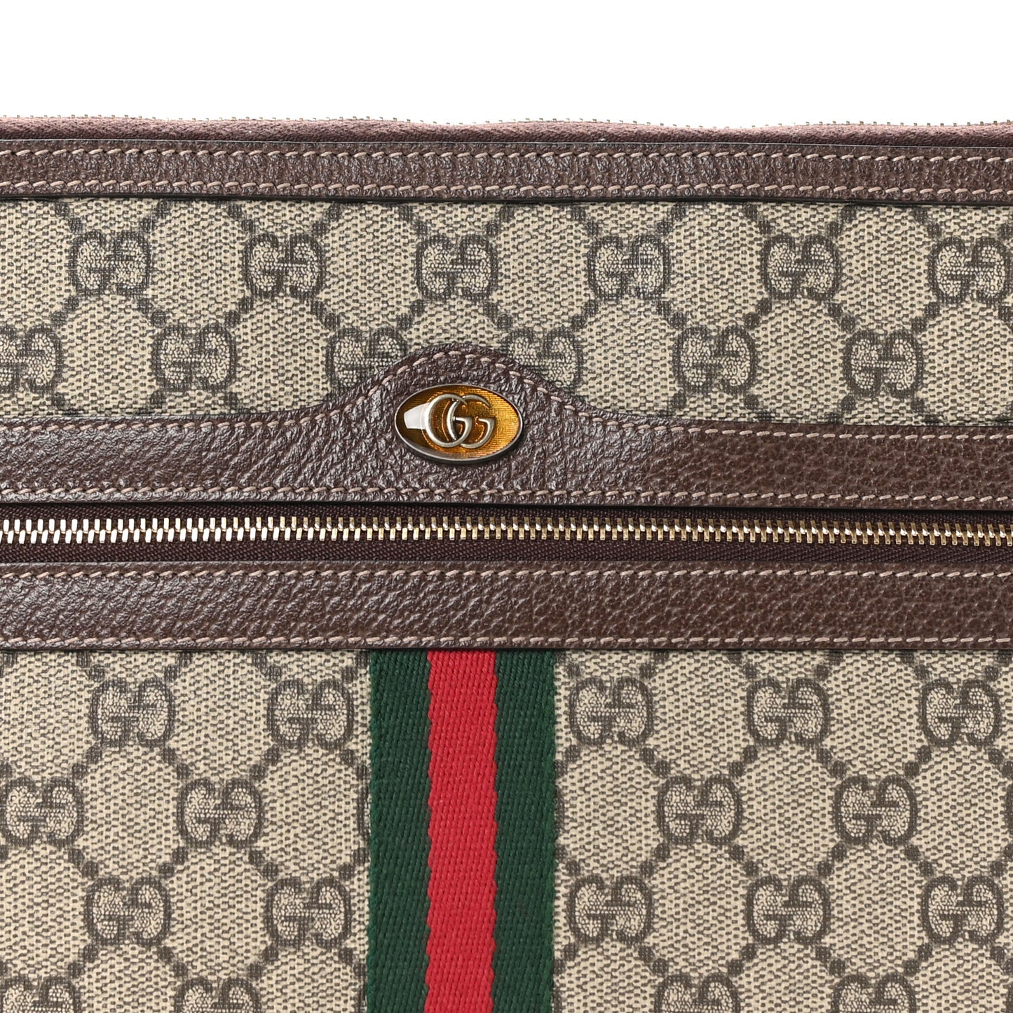 GG Supreme Monogram Large Ophidia Pouch Clutch Brown