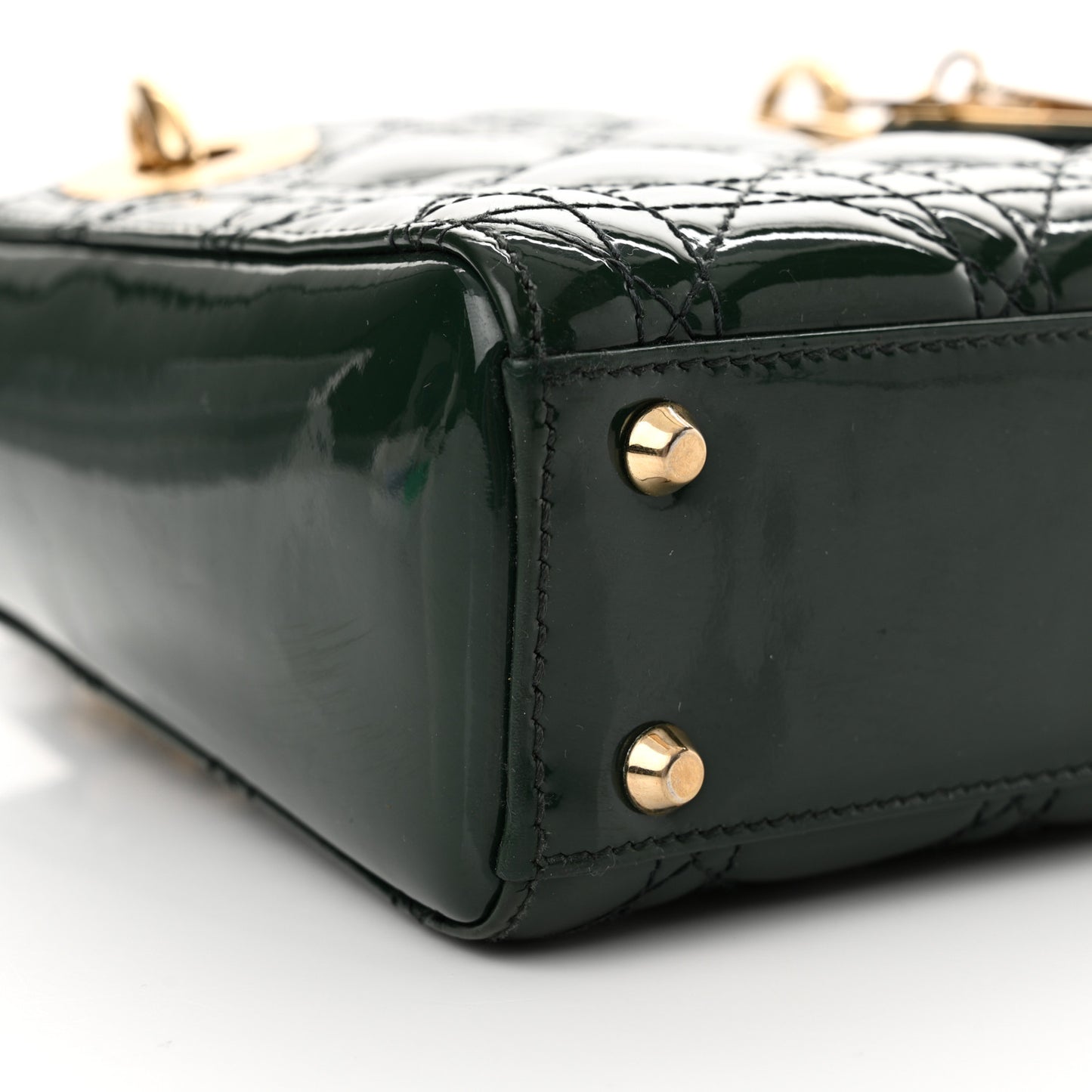 Patent Cannage Mini Lady Dior Pine Green
