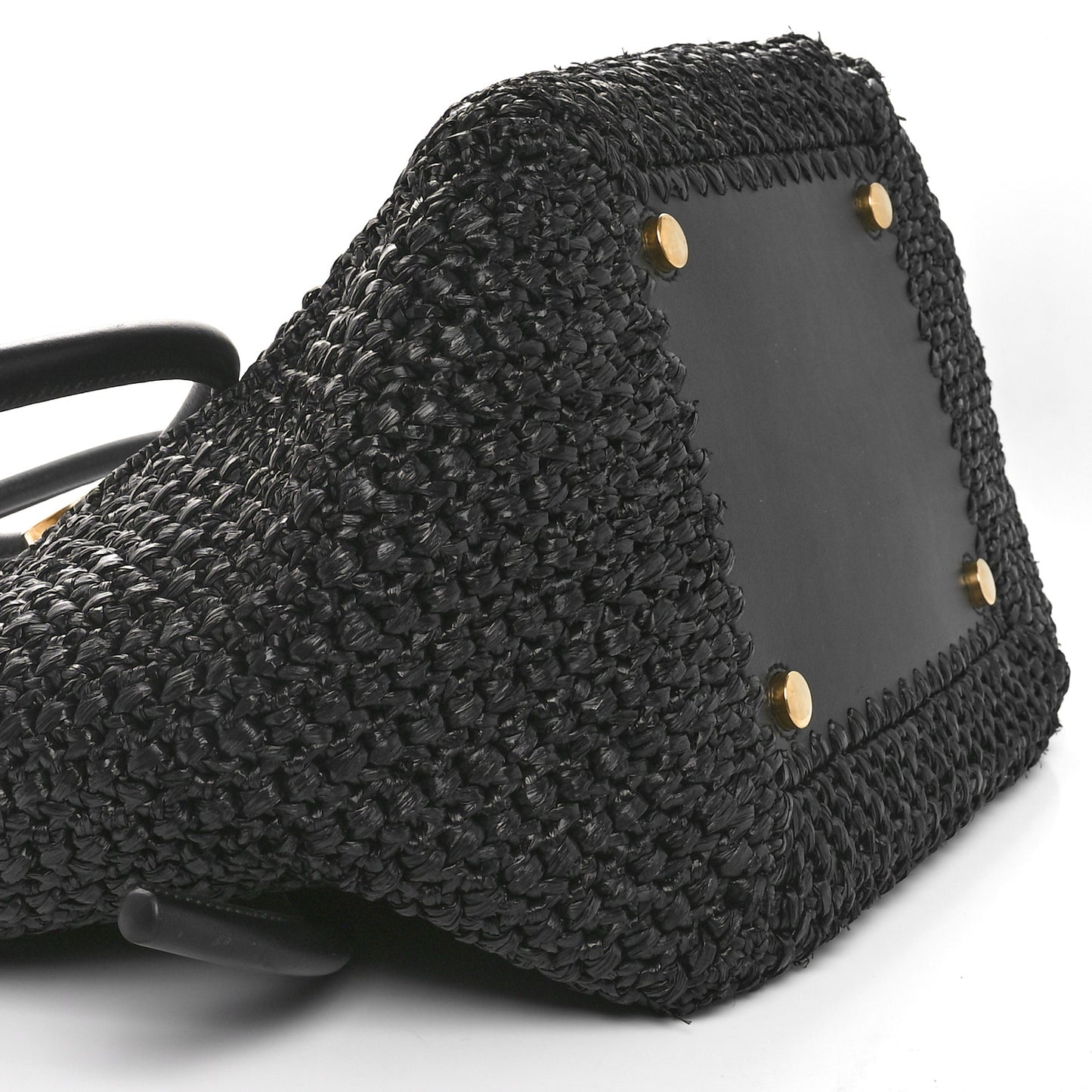 Raffia Calfskin Pipe Bag Black