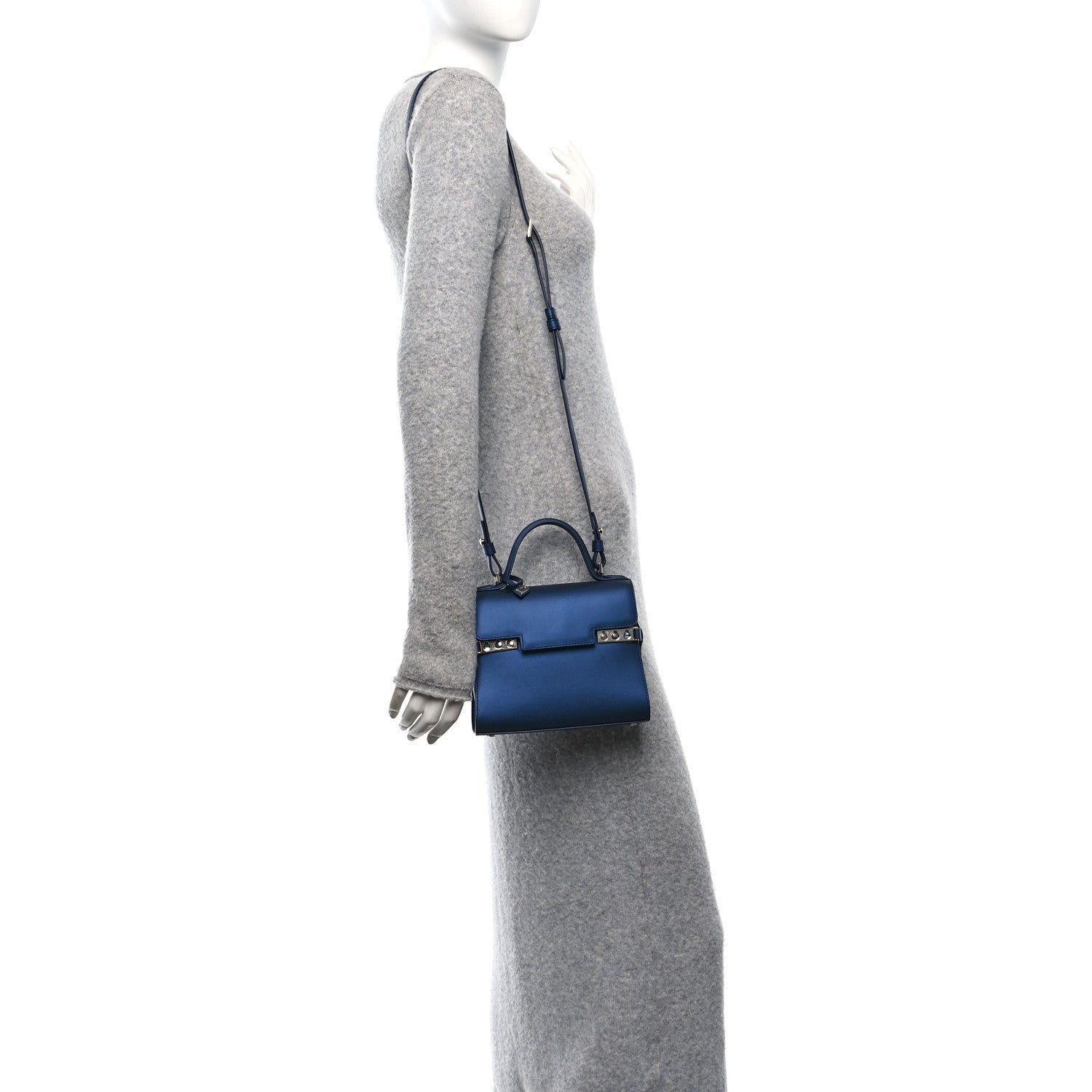 Delvaux Box Small Tempete Satchel Satin Navy 3 of 10