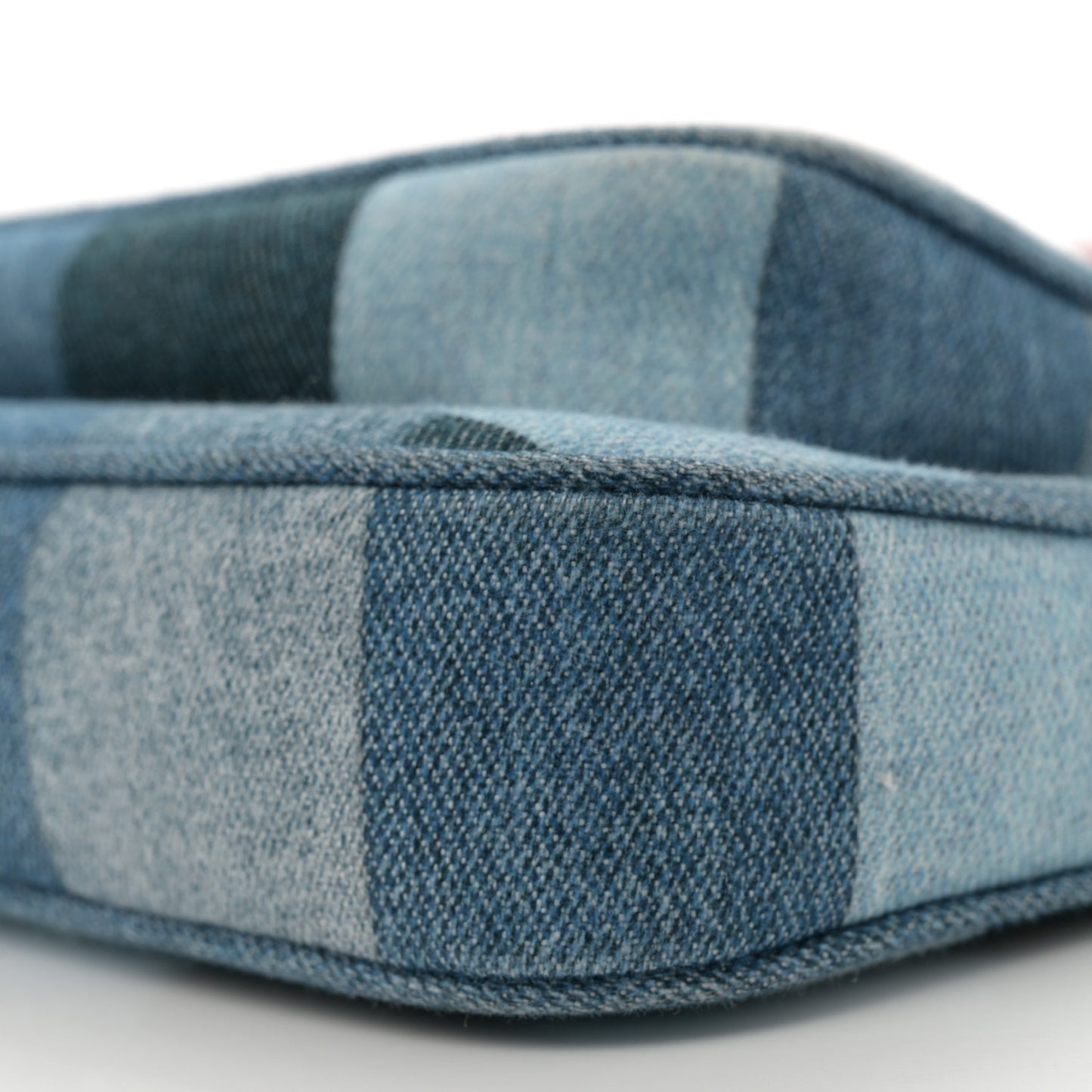 Denim Damier Monogram Patchwork Multi Pochette Accessories Blue Rouge
