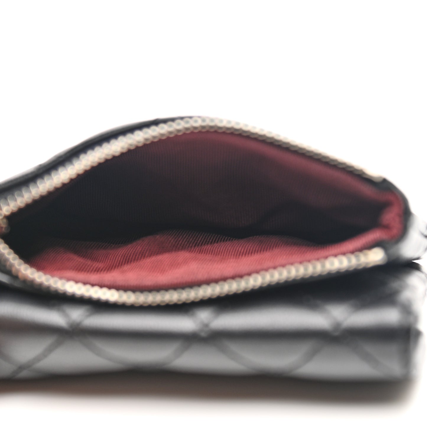 Lambskin Quilted Zip Card Holder Black