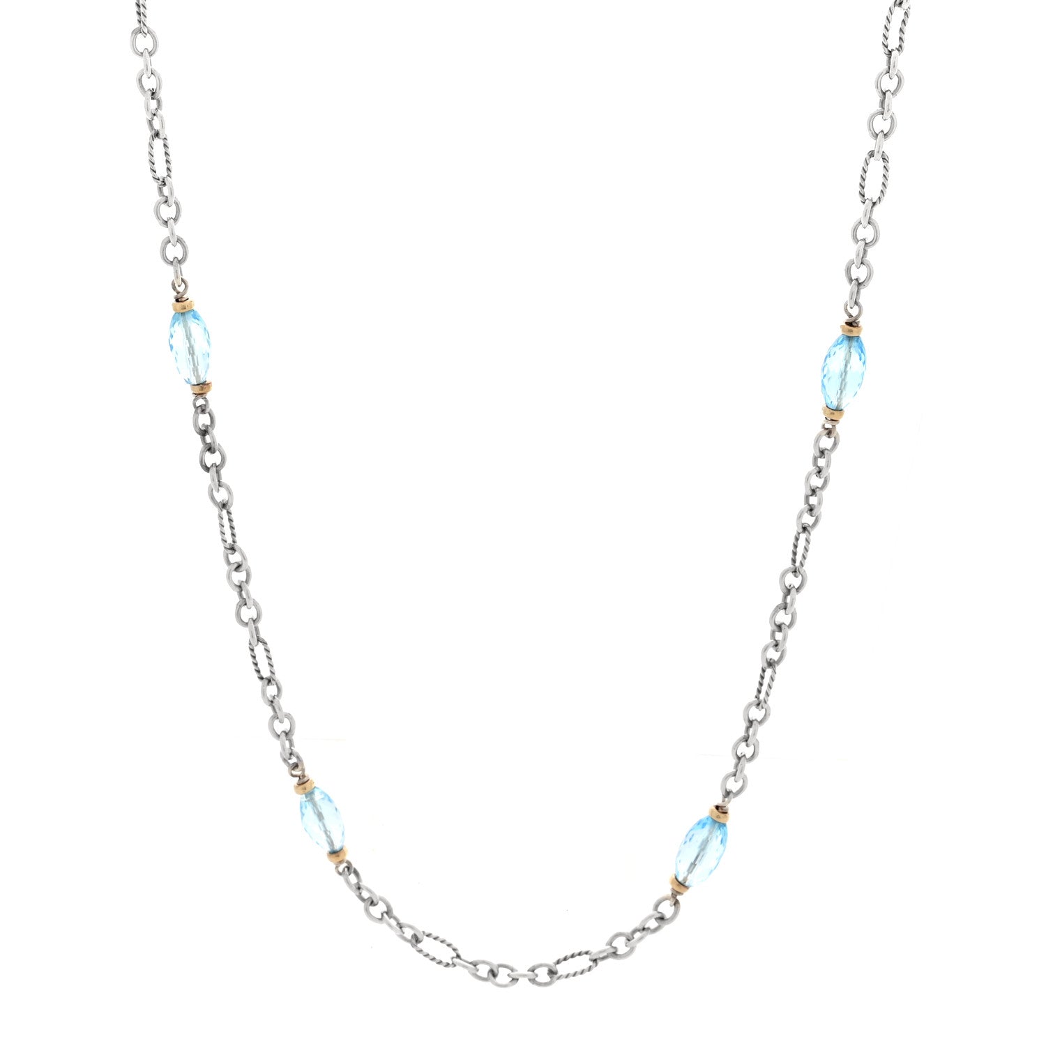 David Yurman Sterling Silver 18K Yellow Gold Diamond Blue Topaz David Yurman Sterling Silver 18K Yellow Gold Diamond Blue Topaz
