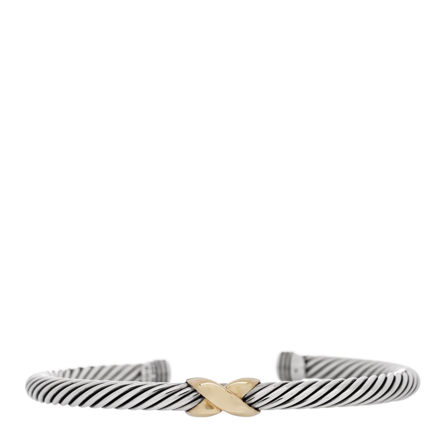 Sterling Silver 14K Yellow Gold 5mm X Station Cable Bracelet