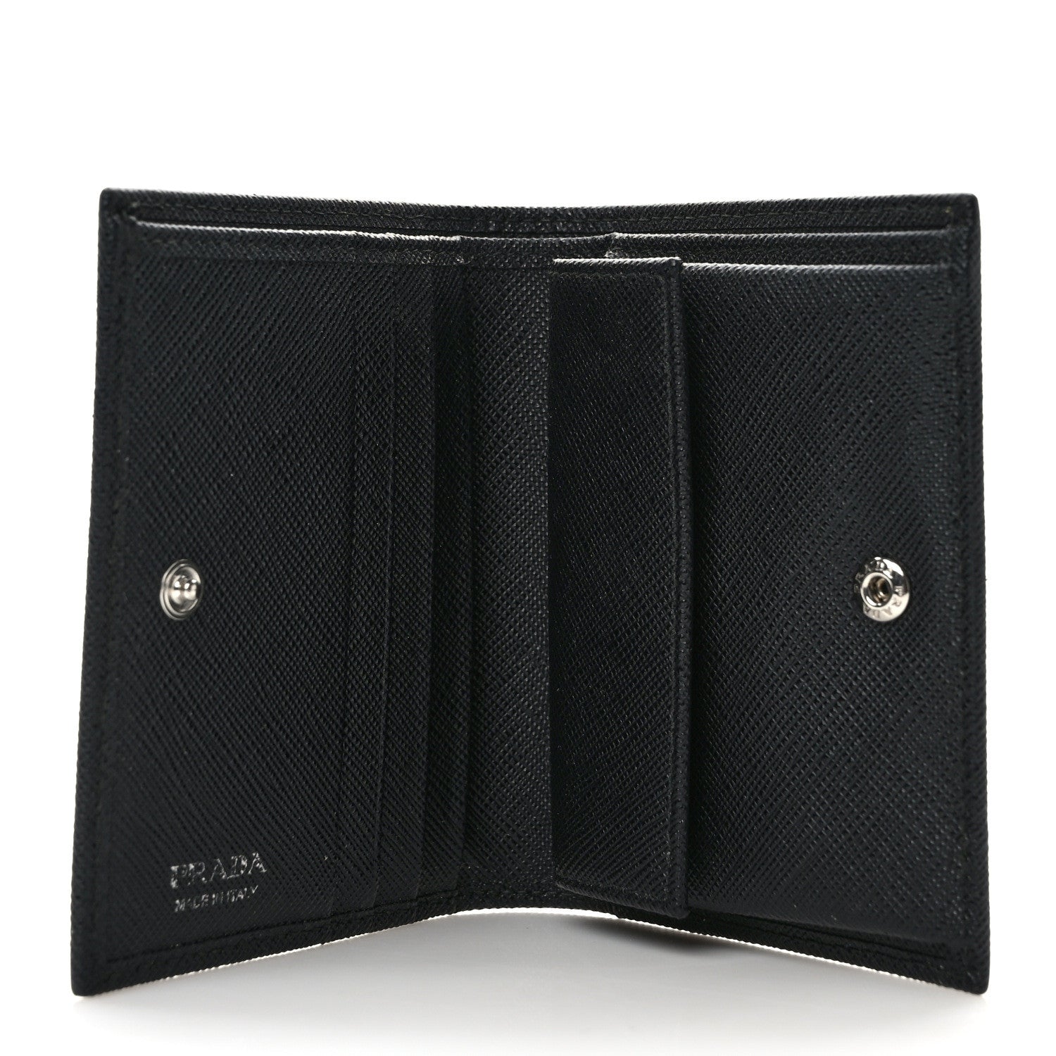 Prada Saffiano Small Triangle Bi-Fold Wallet Black 5 of 7