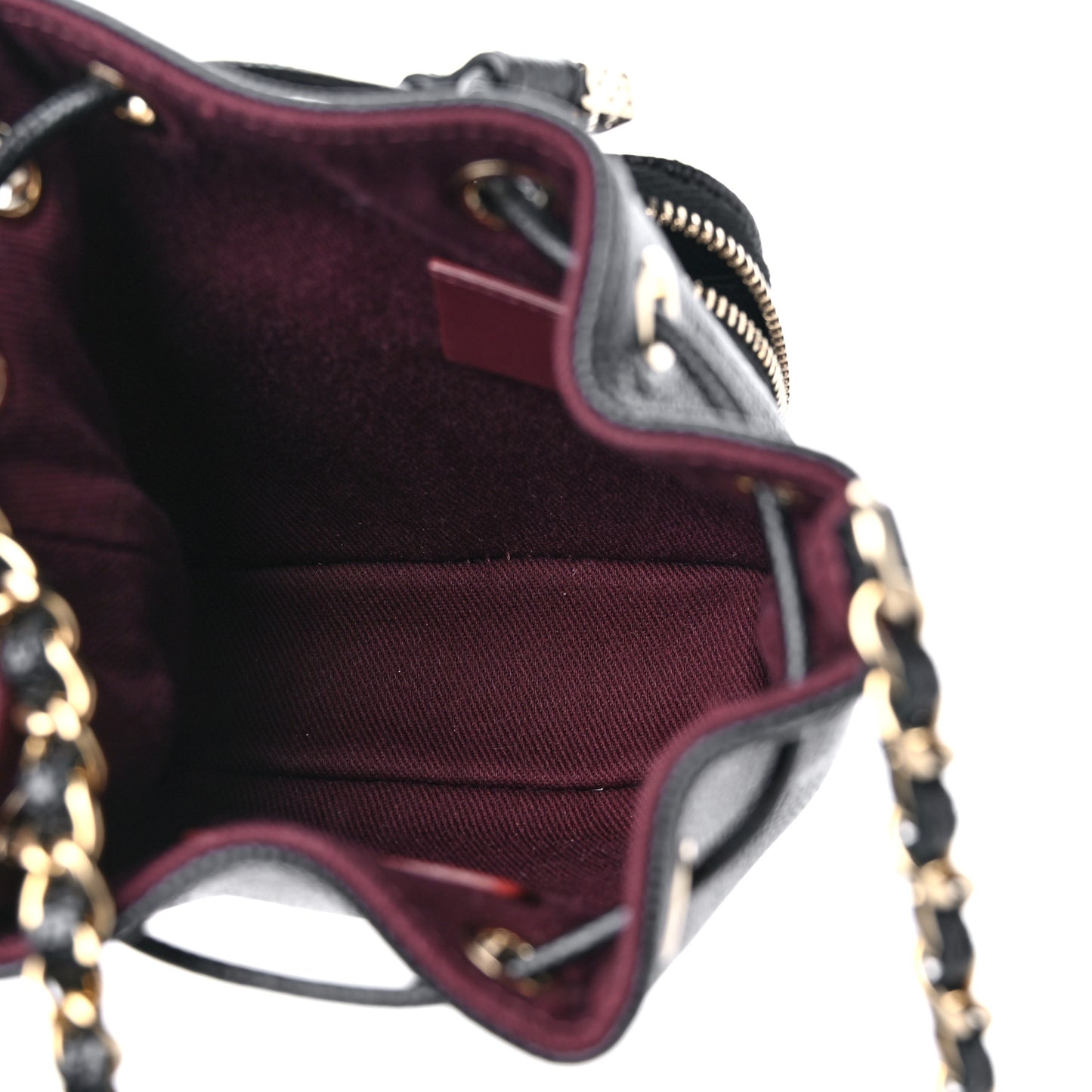 Caviar Quilted Mini CC Pocket Bucket Bag Black