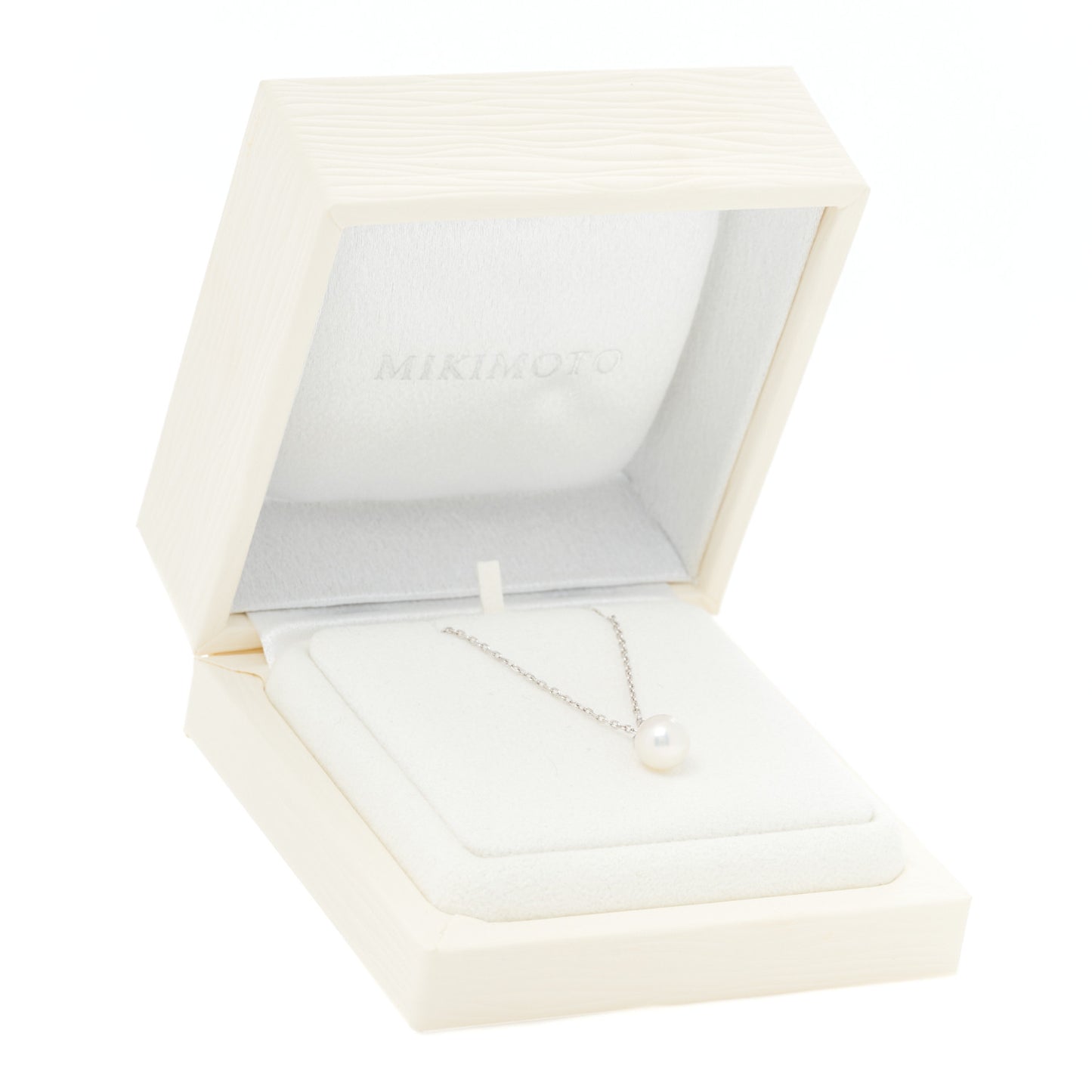 18K White Gold Diamond Akoya Pearl 7.5mm Morning Dew Pendant Necklace