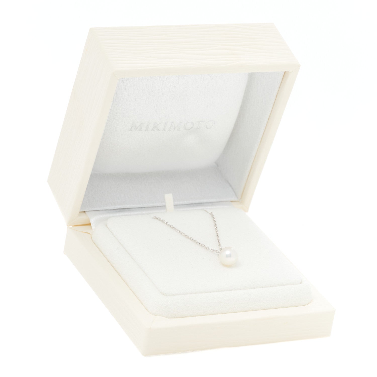 Mikimoto 18K White Gold Diamond Akoya Pearl 7.5mm Morning Dew Pendant Necklace 5 of 5
