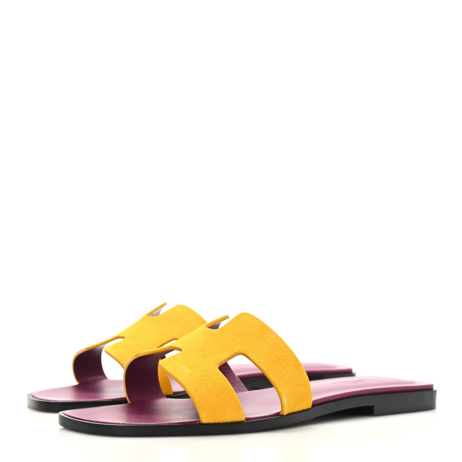 Hermes Suede Goatskin Oran Sandals 38.5 Jaune Topaze 3 of 9