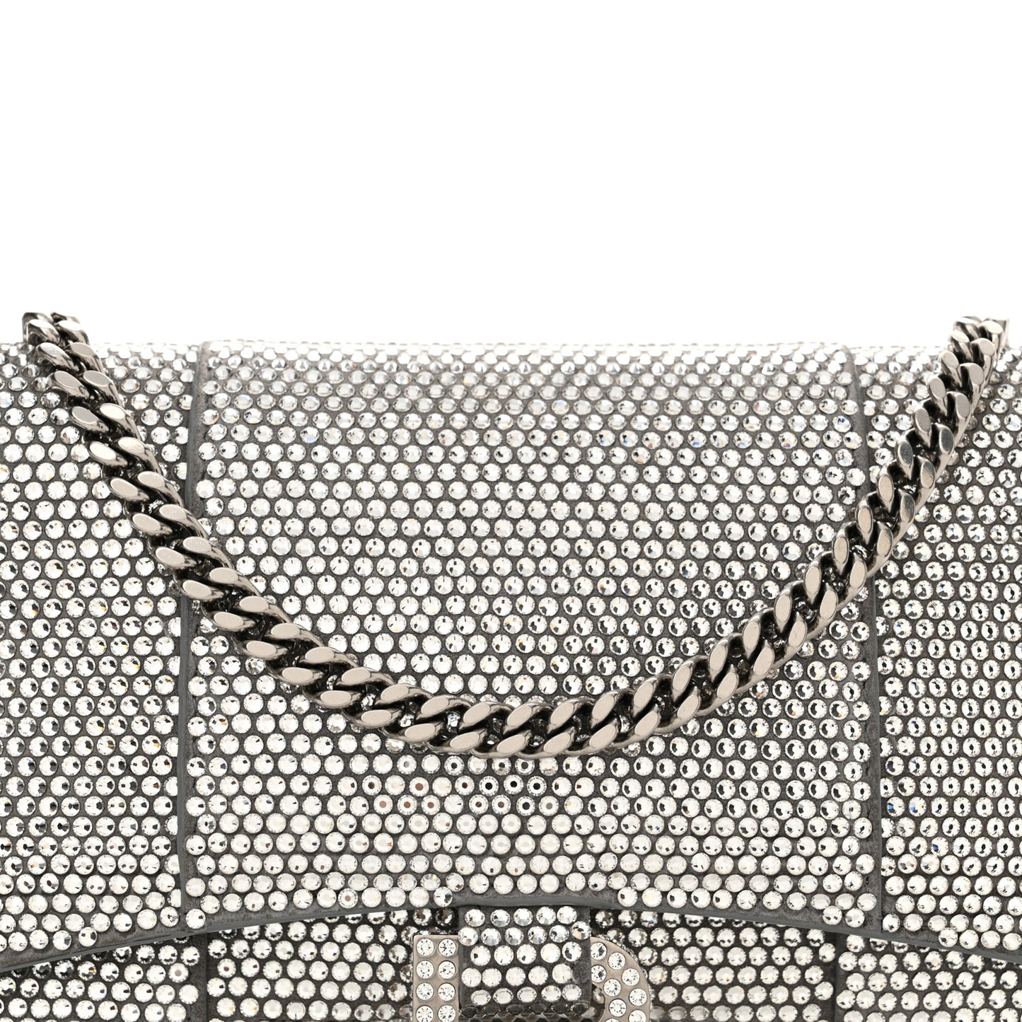 Strass Suede Hourglass Chain Bag Smoke Grey Crystal