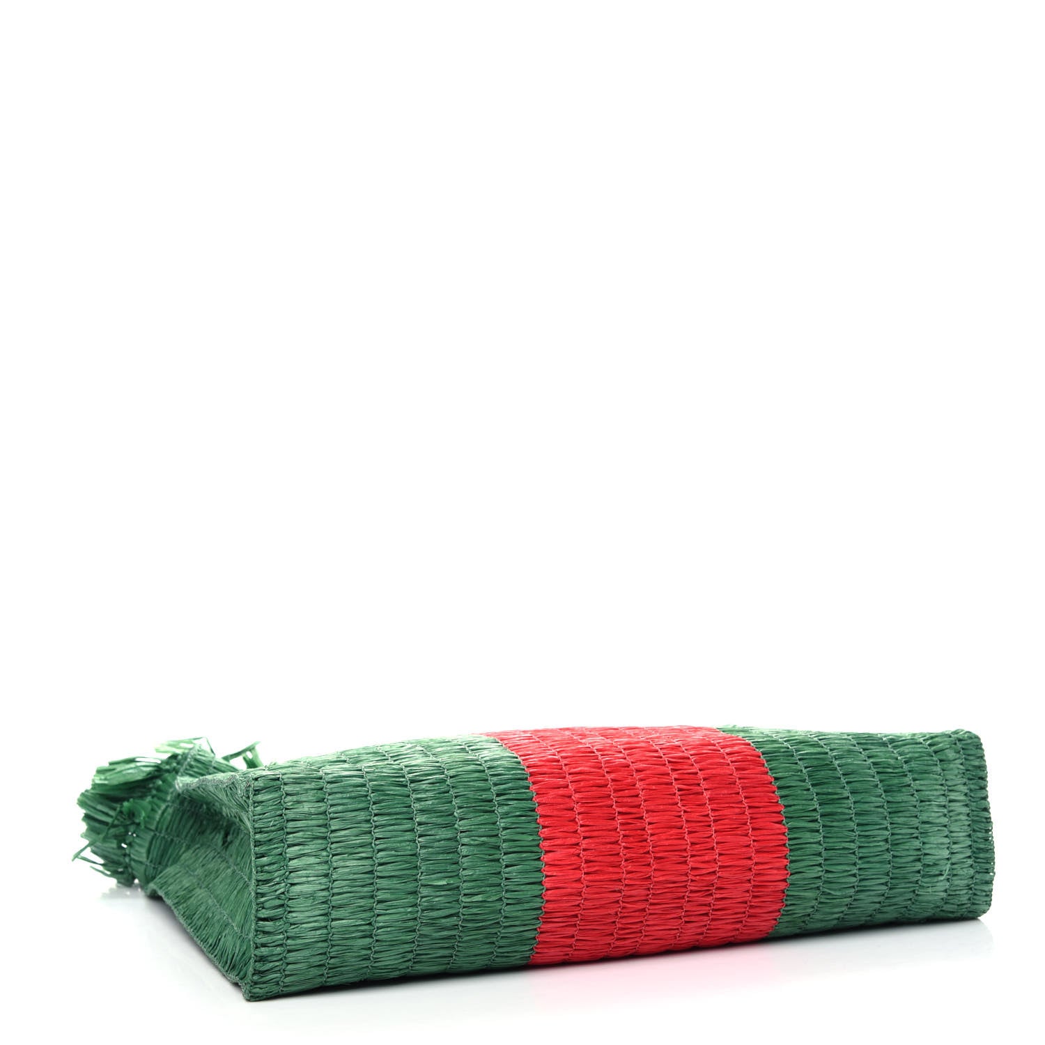 Gucci Raffia Linen Web Cestino Tote Bag Red Green 4 of 10