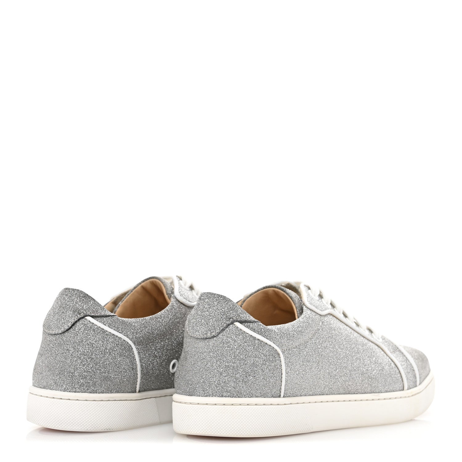 Christian Louboutin Glitter Calfskin Vieira Flat Sneakers 40.5 Silver 5 of 12