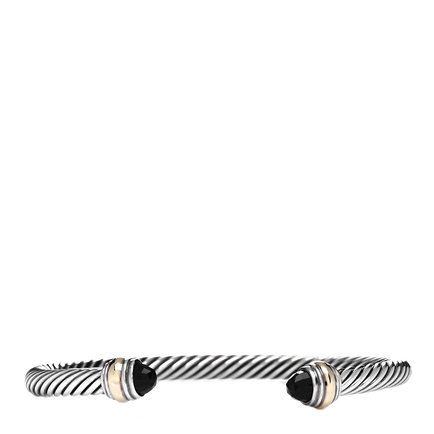 Sterling Silver 14K Yellow Gold Black Onyx 5mm Cable Classics Bracelet