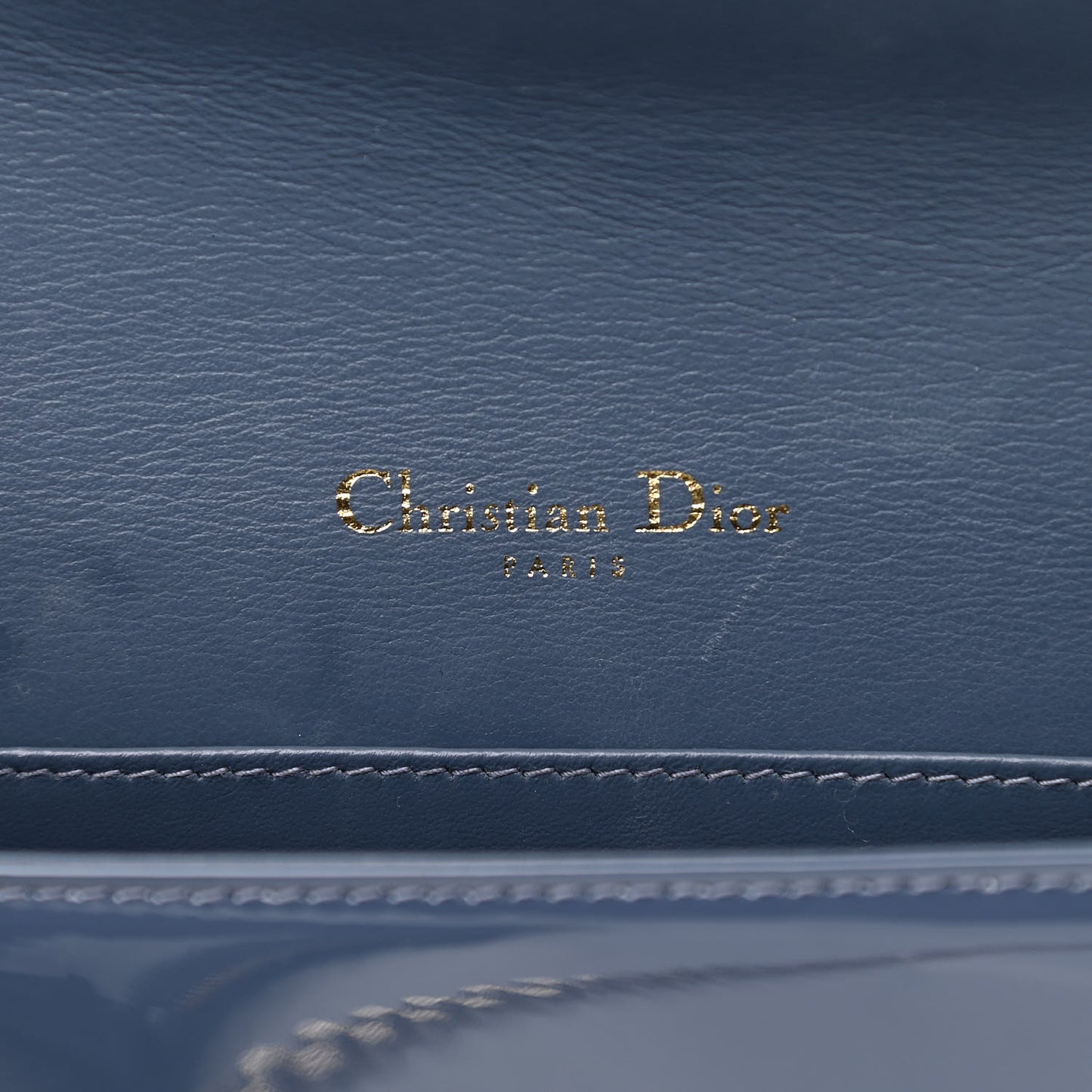 Patent Cannage Lady Dior Clutch Denim Blue