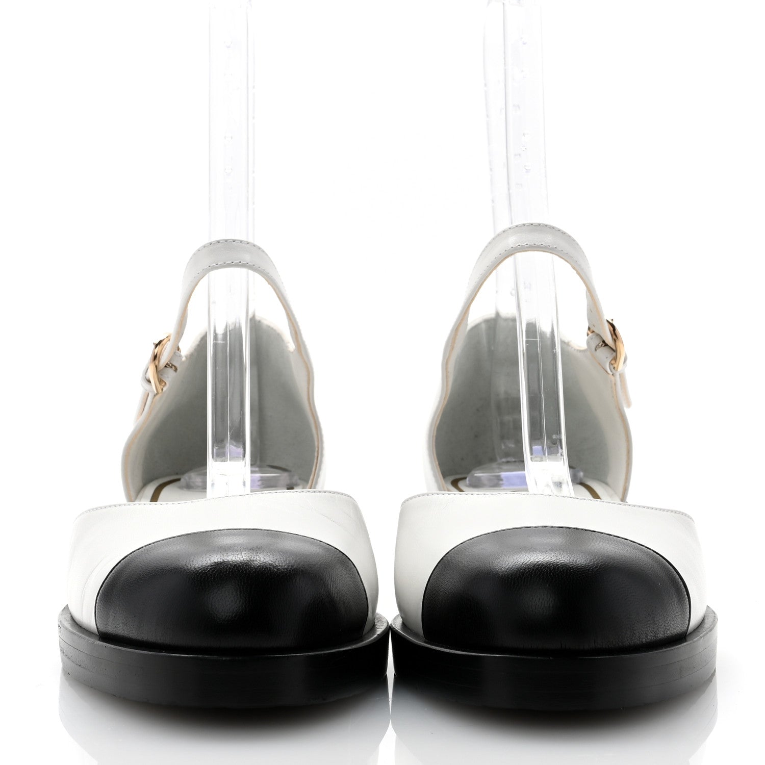 Chanel Shiny Goatskin Mary Jane Flats 41 White Black 3 of 10
