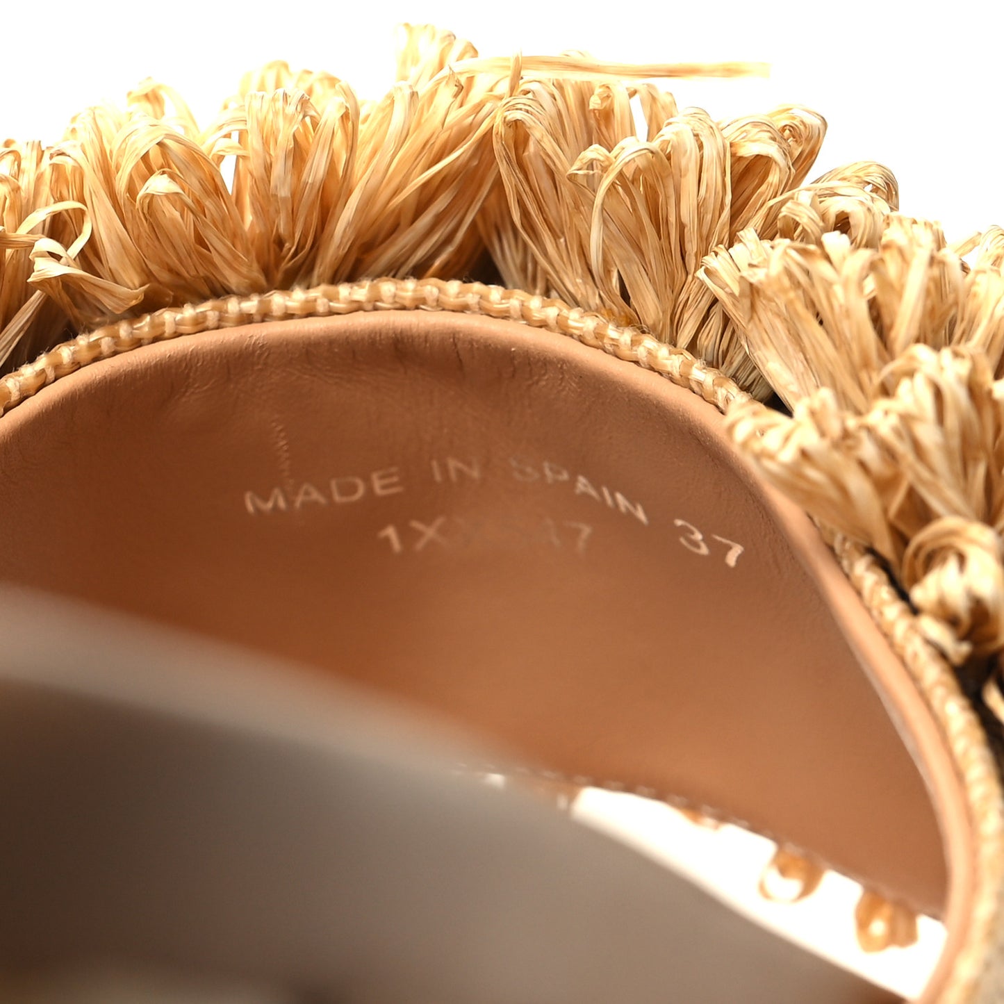 Raffia Slide Sandals 37 Naturale