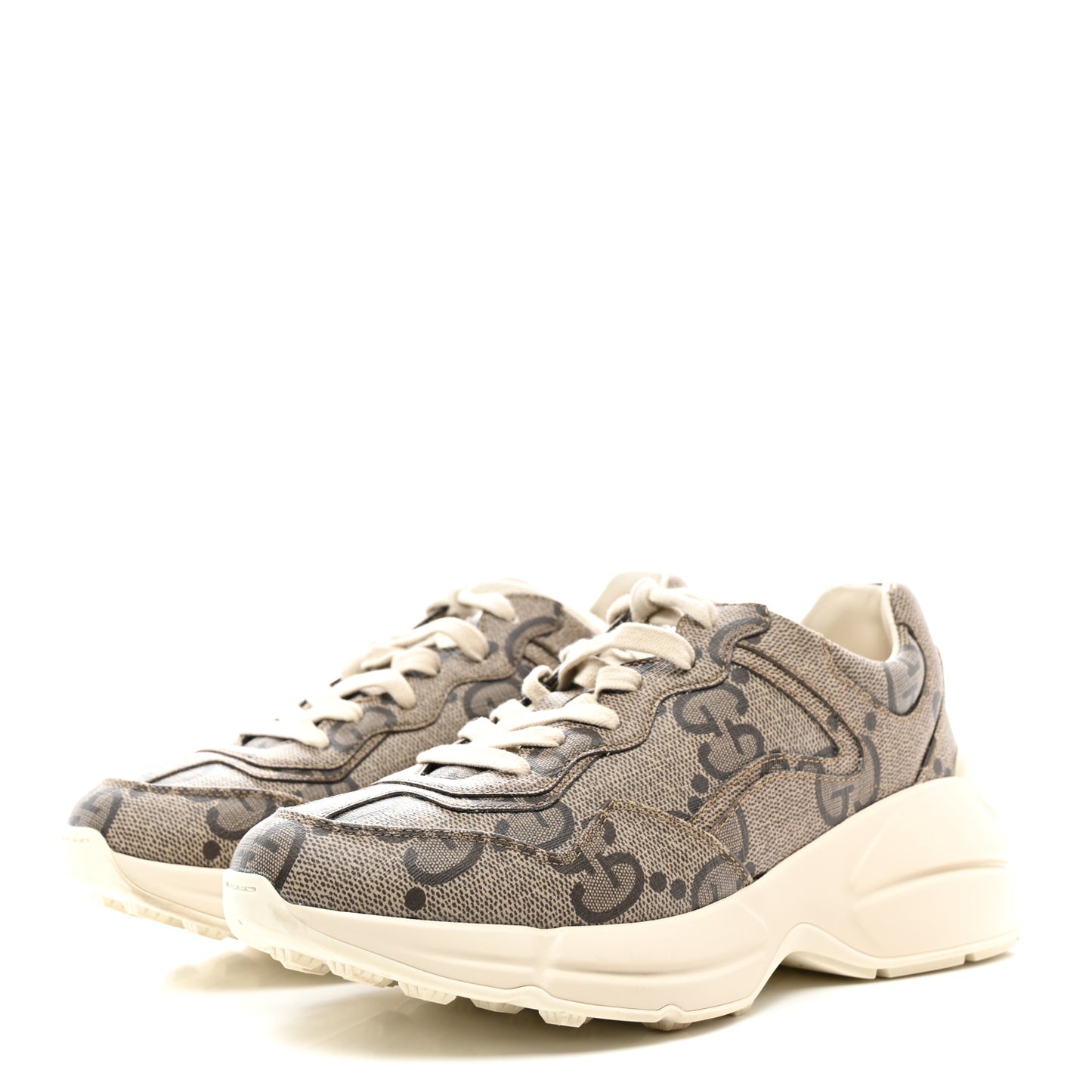 Maxi GG Supreme Monogram Gucci 100 Womens Rhyton Sneakers 38 Beige Ebony