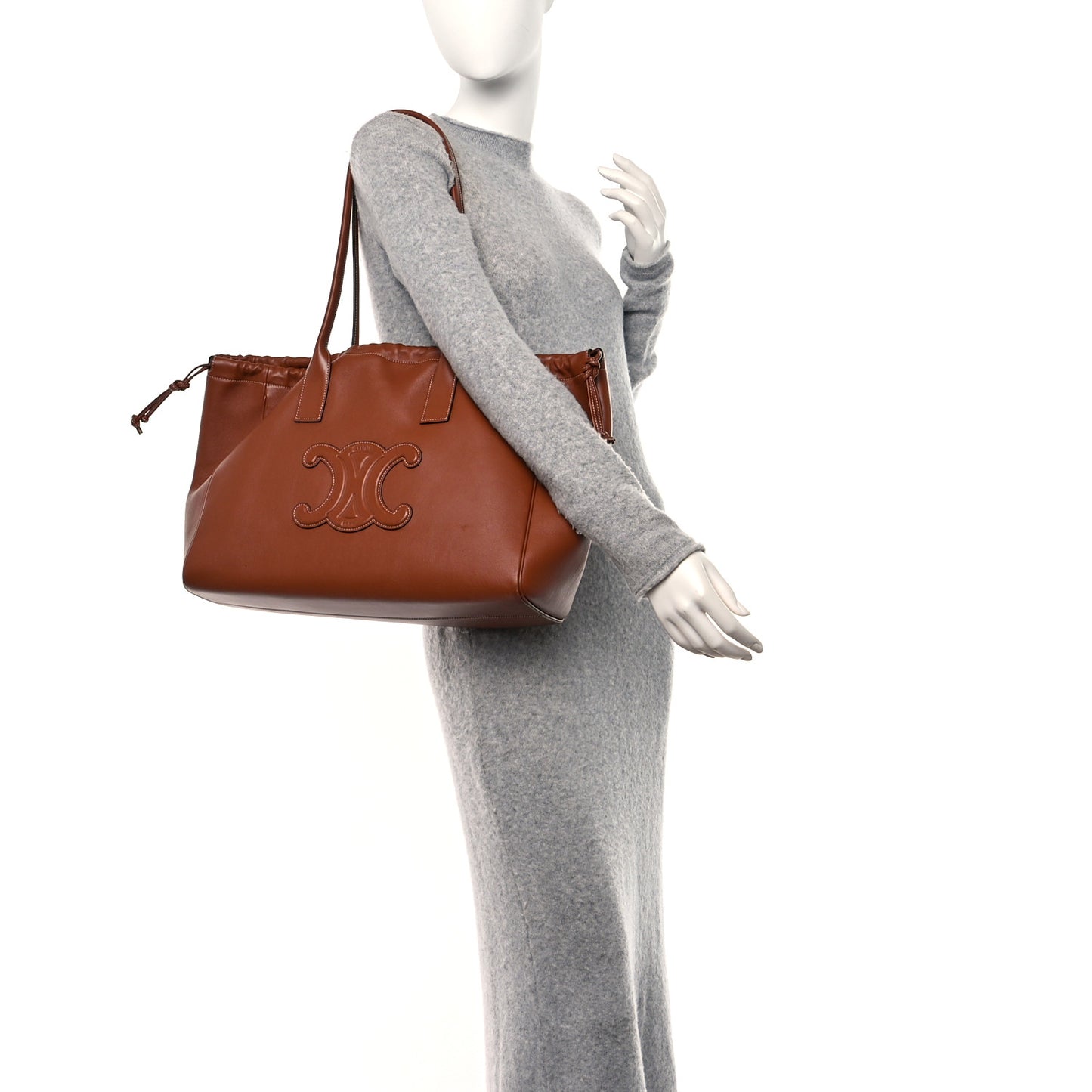 Smooth Calfskin Cuir Triomphe Cabas Drawstring Tan