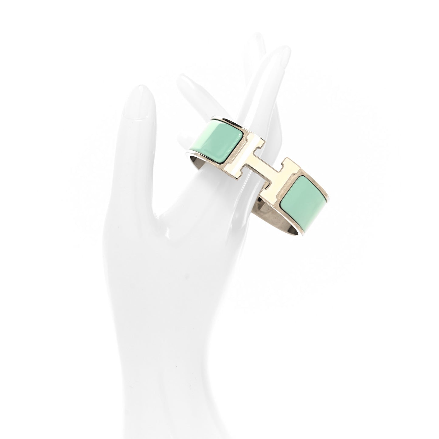 Enamel Wide Clic Clac H Bracelet GM Lagon White