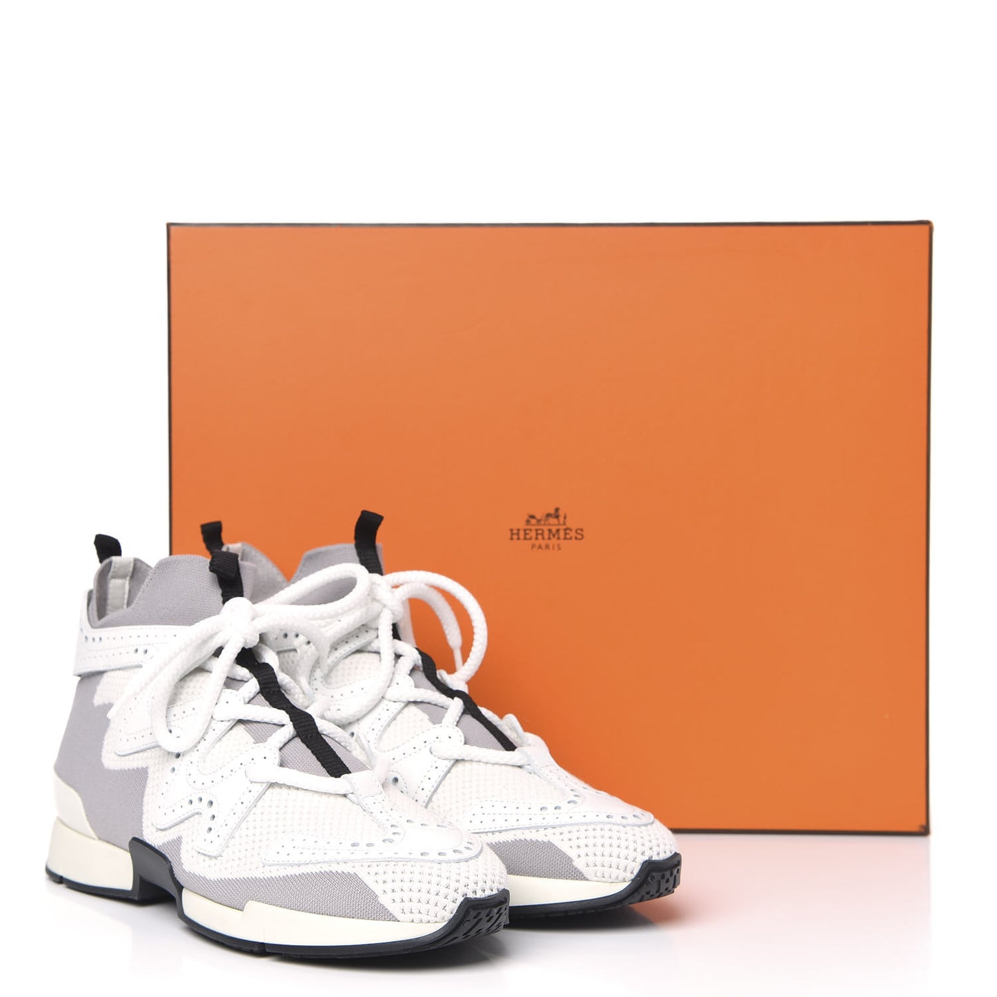 Mesh Calfskin Action Sneakers 38 Gris Clair Multicolor