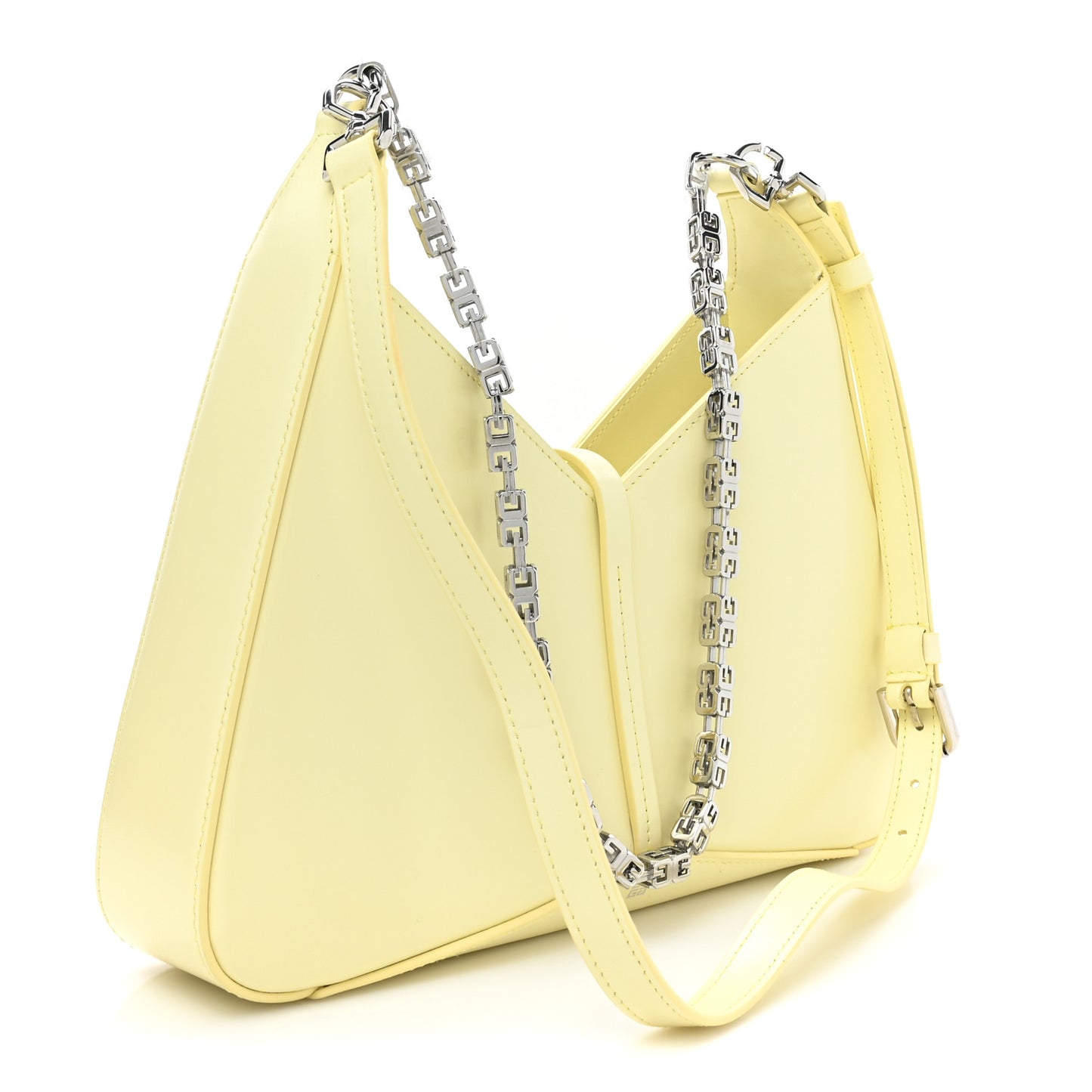 Box Calfskin Small Zipped Cut Out Shoulder Bag Soft Yellow