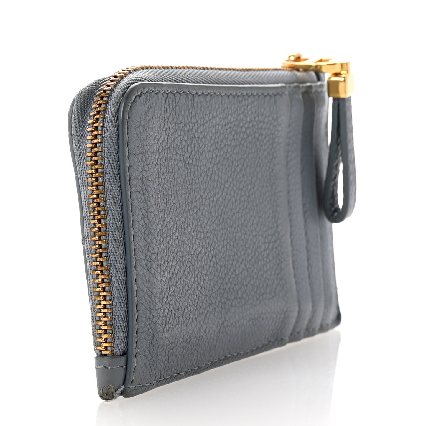Supple Calfskin Cannage Caro Cosmos Zipped Card Holder Cloud Blue